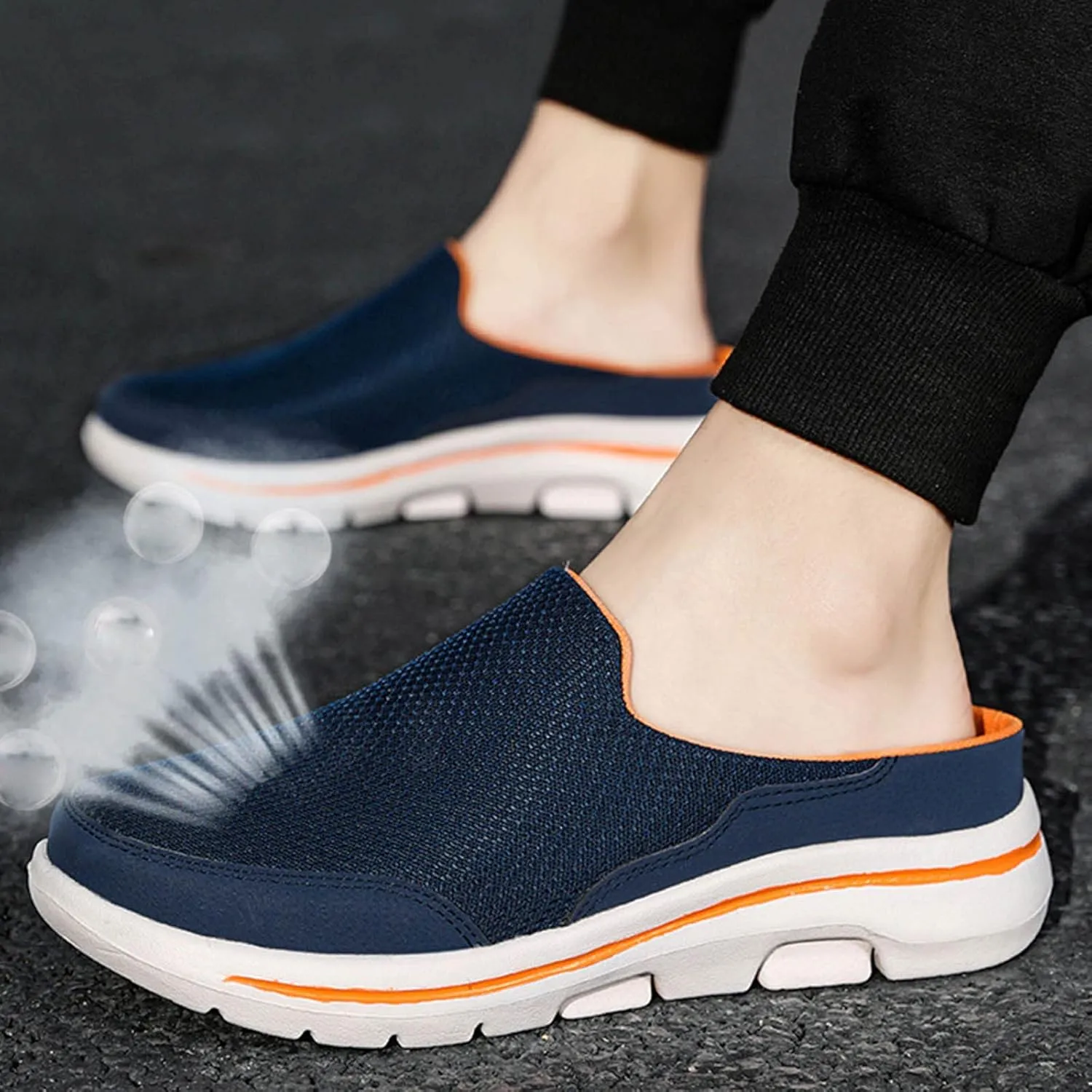 Men Slip on Walking Shoes Comfy Knitted Memory Foam Breathable Mesh Fashion Sneakers Non Slip Arch Support Vacation Training Gym Shoes Wide Width