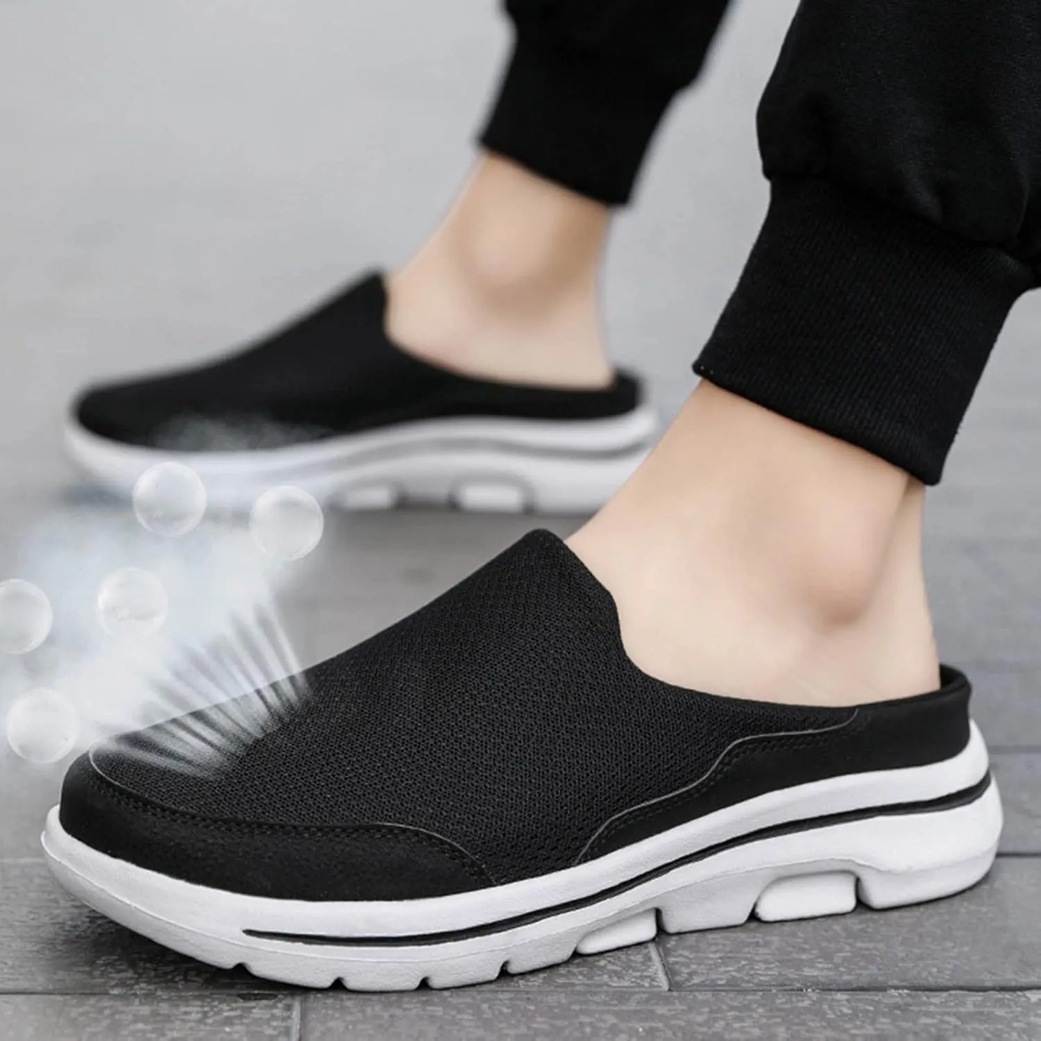 Men Slip on Walking Shoes Comfy Knitted Memory Foam Breathable Mesh Fashion Sneakers Non Slip Arch Support Vacation Training Gym Shoes Wide Width