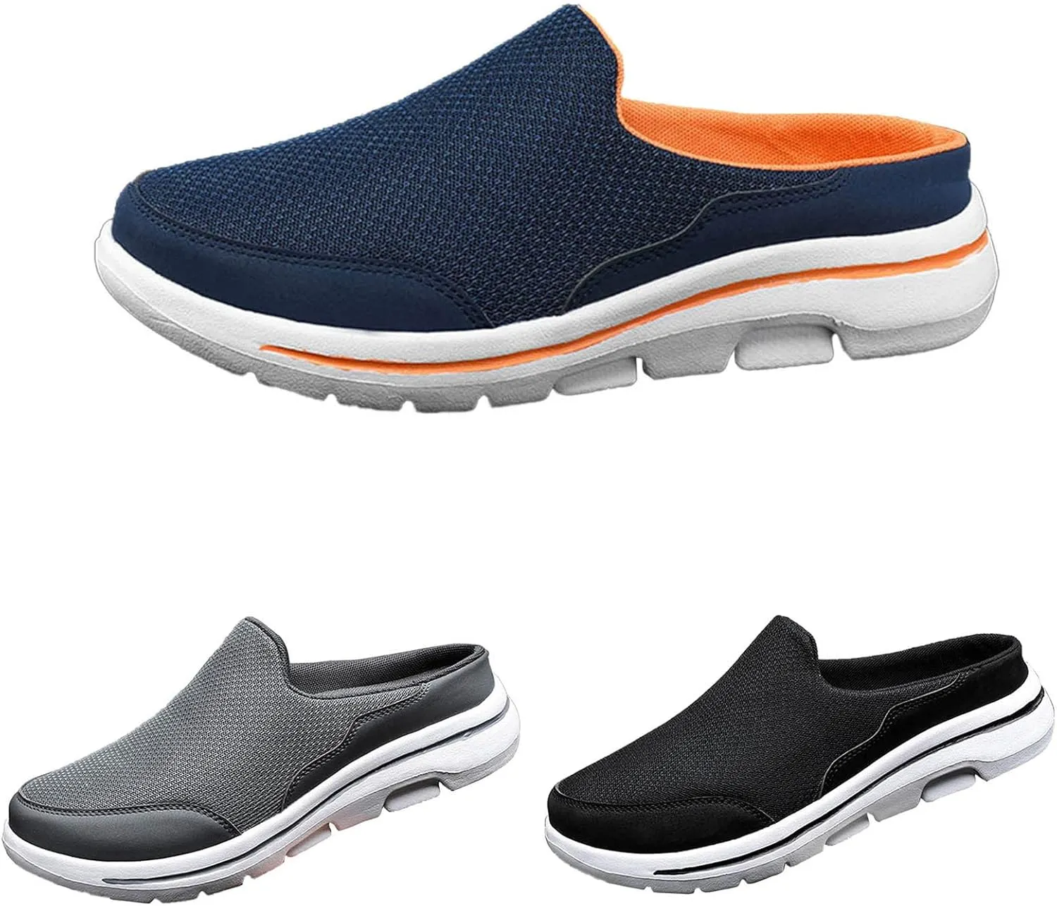 Men Slip on Walking Shoes Comfy Knitted Memory Foam Breathable Mesh Fashion Sneakers Non Slip Arch Support Vacation Training Gym Shoes Wide Width