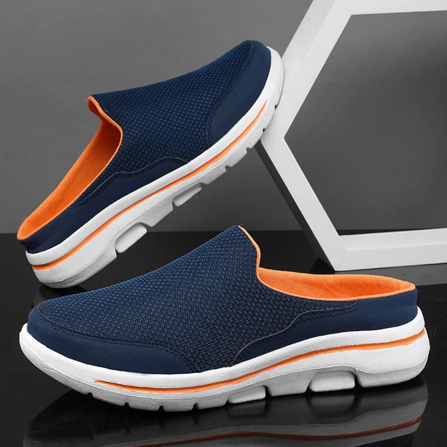 Men Slip on Walking Shoes Comfy Knitted Memory Foam Breathable Mesh Fashion Sneakers Non Slip Arch Support Vacation Training Gym Shoes Wide Width