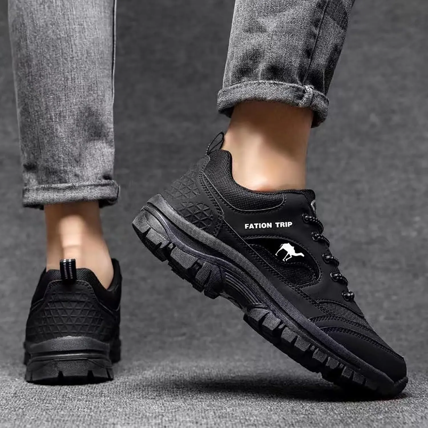 Men Slip on Walking Shoes Comfy Knitted Memory Foam Hiking Shoes Breathable Mesh Fashion Sneakers Non Slip Arch Support Cushioning Training Gym Shoes Wide Width