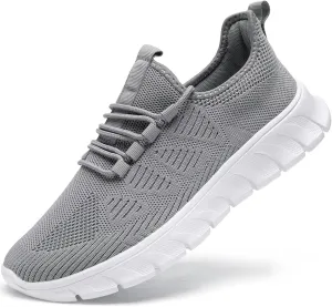 Men Tennis Shoes Running - Gym Sneakers Shoes Walking Workout Non Slip Walking Athletic Slip on Breathable Mesh Comfortable Lightweight Casual Fashion Sports Light Gray 12