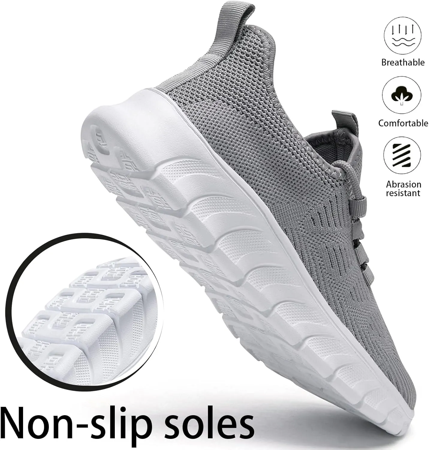 Men Tennis Shoes Running Shoes - Gym Sneakers Shoes Walking Workout Shoes Non Slip Walking Athletic Slip on Breathable Mesh Comfortable Lightweight Casual Fashion Sports Shoes