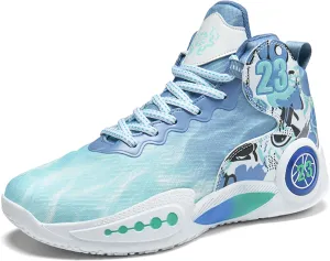 Men's Basketball Shoes Anti-Slip and Wear-Resistant Soles Running Shoes Graffiti Design Fashionable Sports Shoes