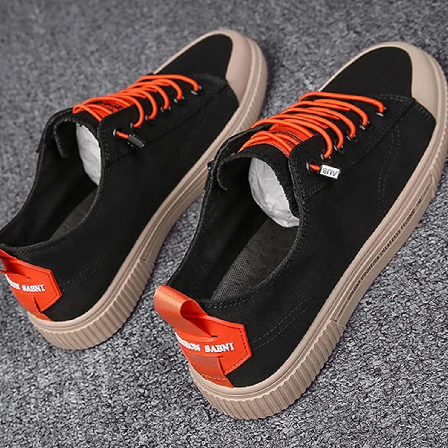 Men's Breathable Canvas Shoes Lace Up Walking Shoes Soft Flat Slip on Casual Comfortable Lightweight Dress