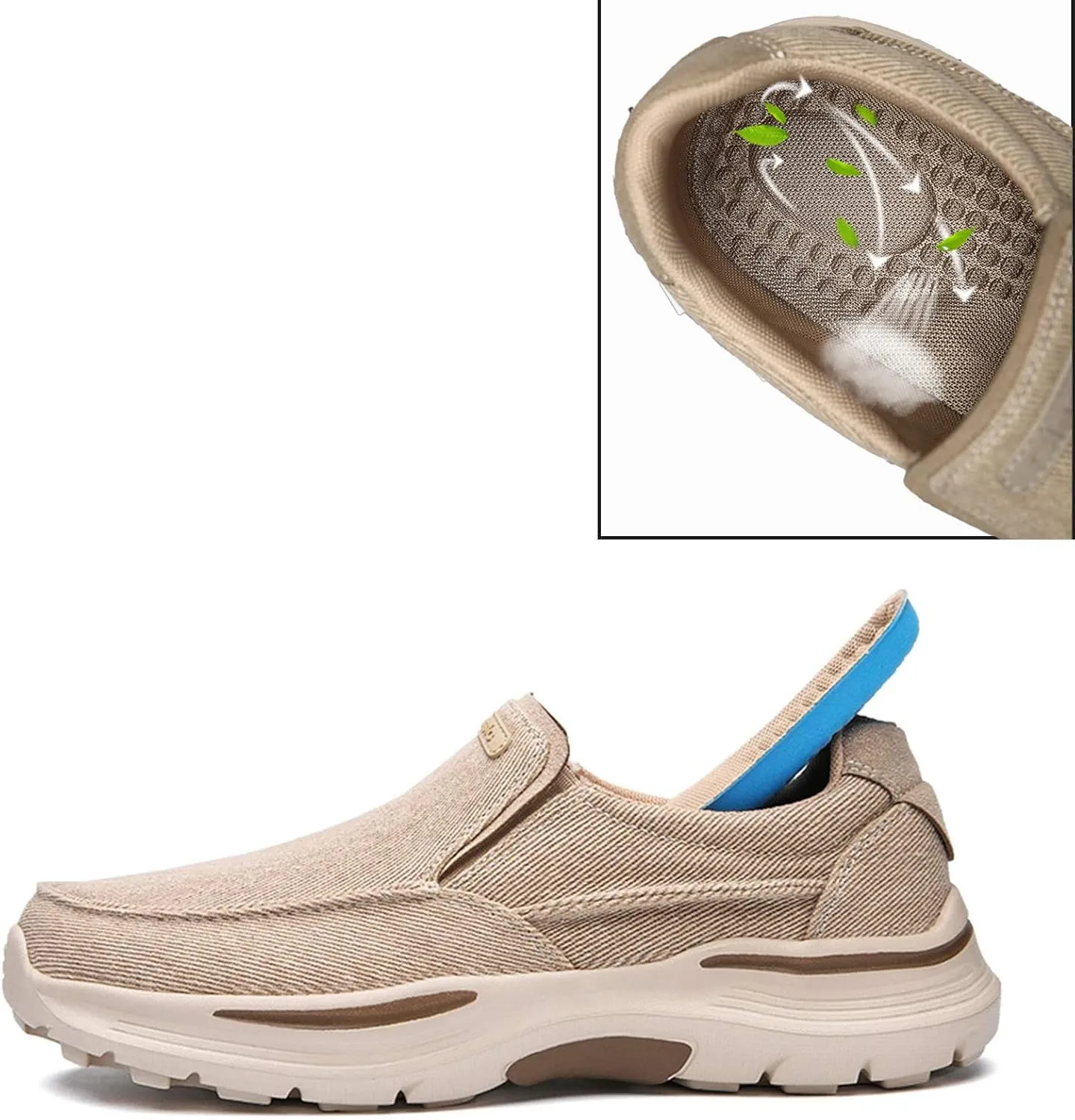 Men's Breathable Lightweight Slip-on Casual Walking Loafers,Outdoor Non-Slip Comfortable Driving Canvas Sneakers