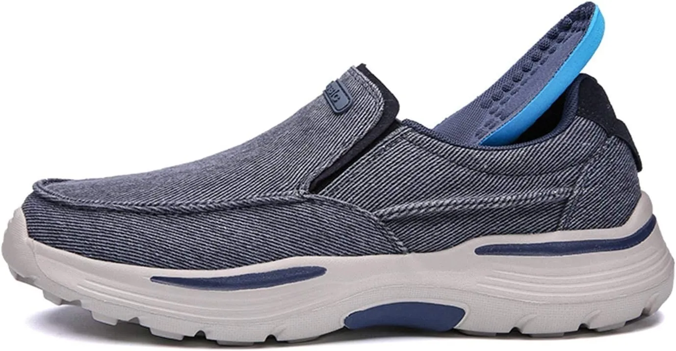 Men's Breathable Lightweight Slip-on Casual Walking Loafers,Outdoor Non-Slip Comfortable Driving Canvas Sneakers