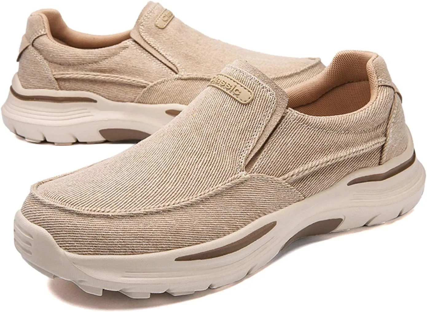 Men's Breathable Lightweight Slip-on Casual Walking Loafers,Outdoor Non-Slip Comfortable Driving Canvas Sneakers
