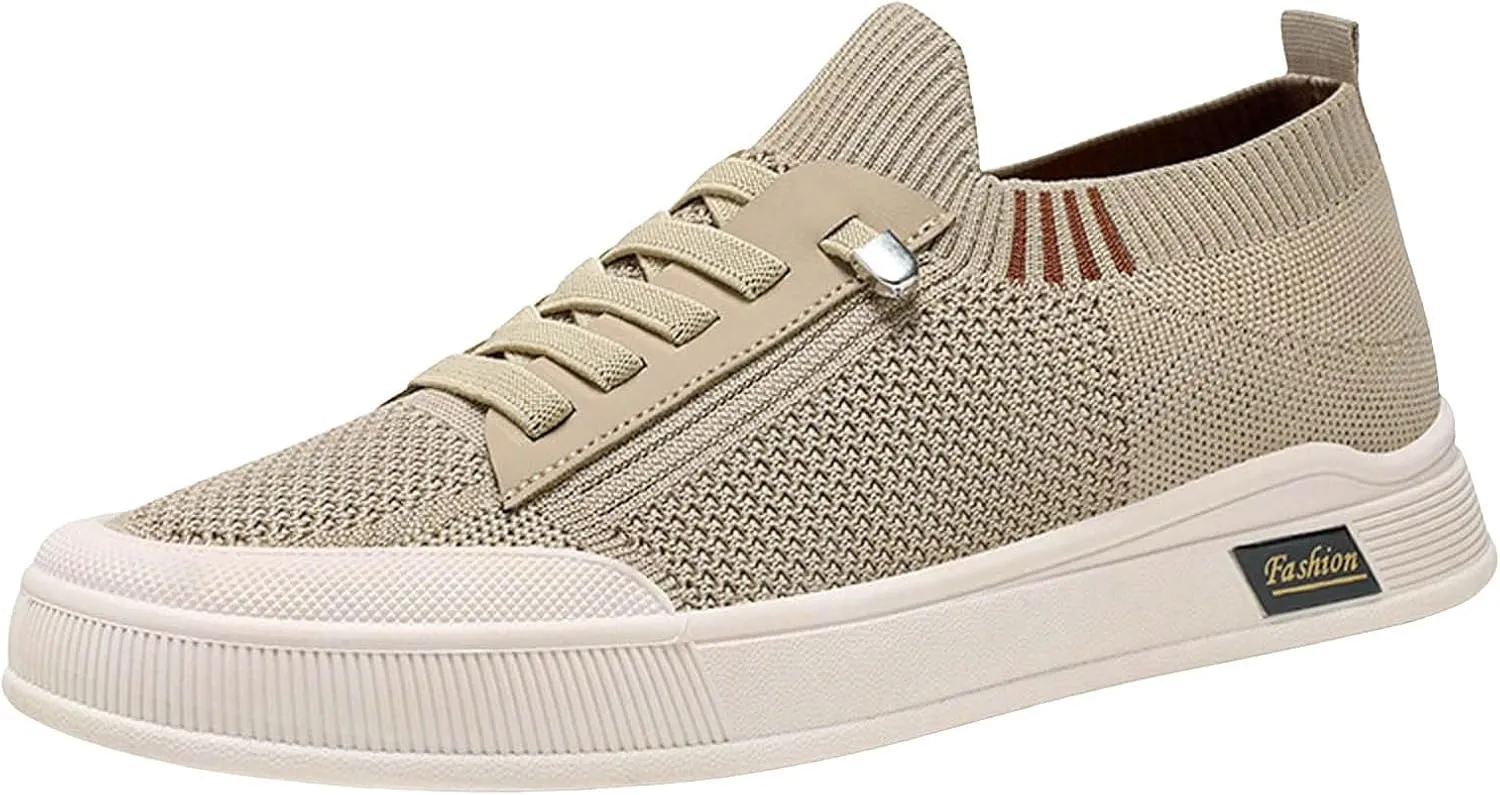 Men's Breathable Mesh Running Shoes Comfortable Breathable Stretch Canvas Slip on Sneaker Non Slip Walking Shoes