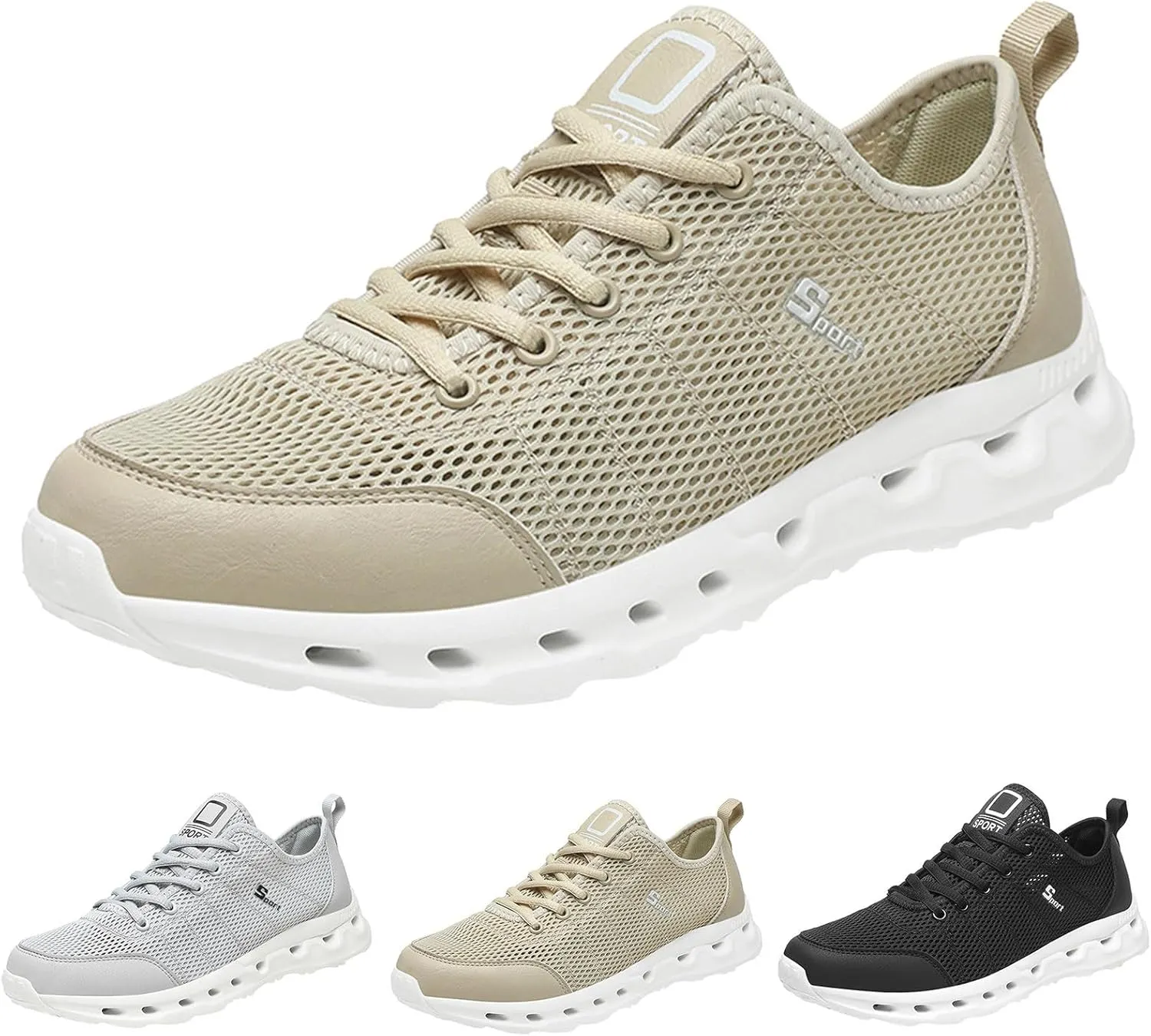 Mens Breathable Slip on Dress Shoes Lightweight Breathable Walking Shoe Gym Tennis Casual Elderly Lace Up Shoes