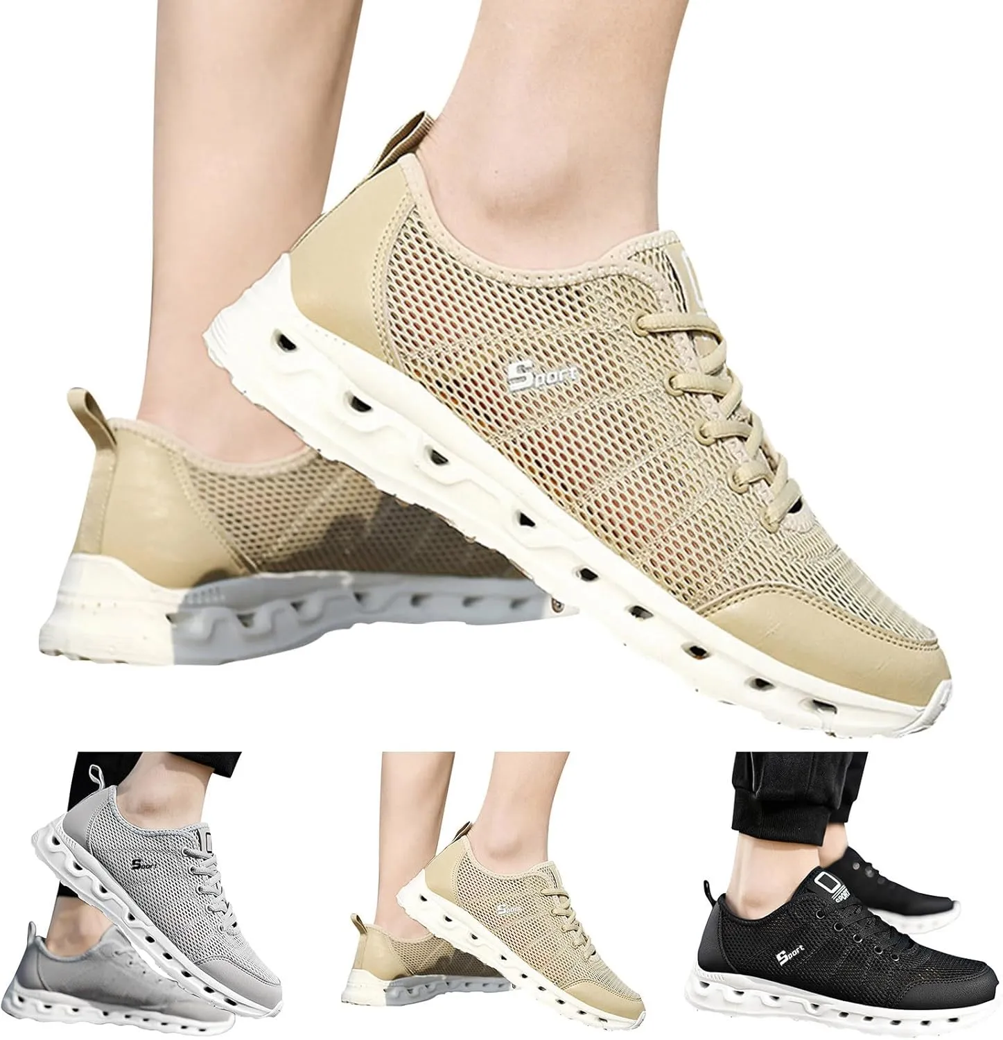 Mens Breathable Slip on Dress Shoes Lightweight Breathable Walking Shoe Gym Tennis Casual Elderly Lace Up Shoes