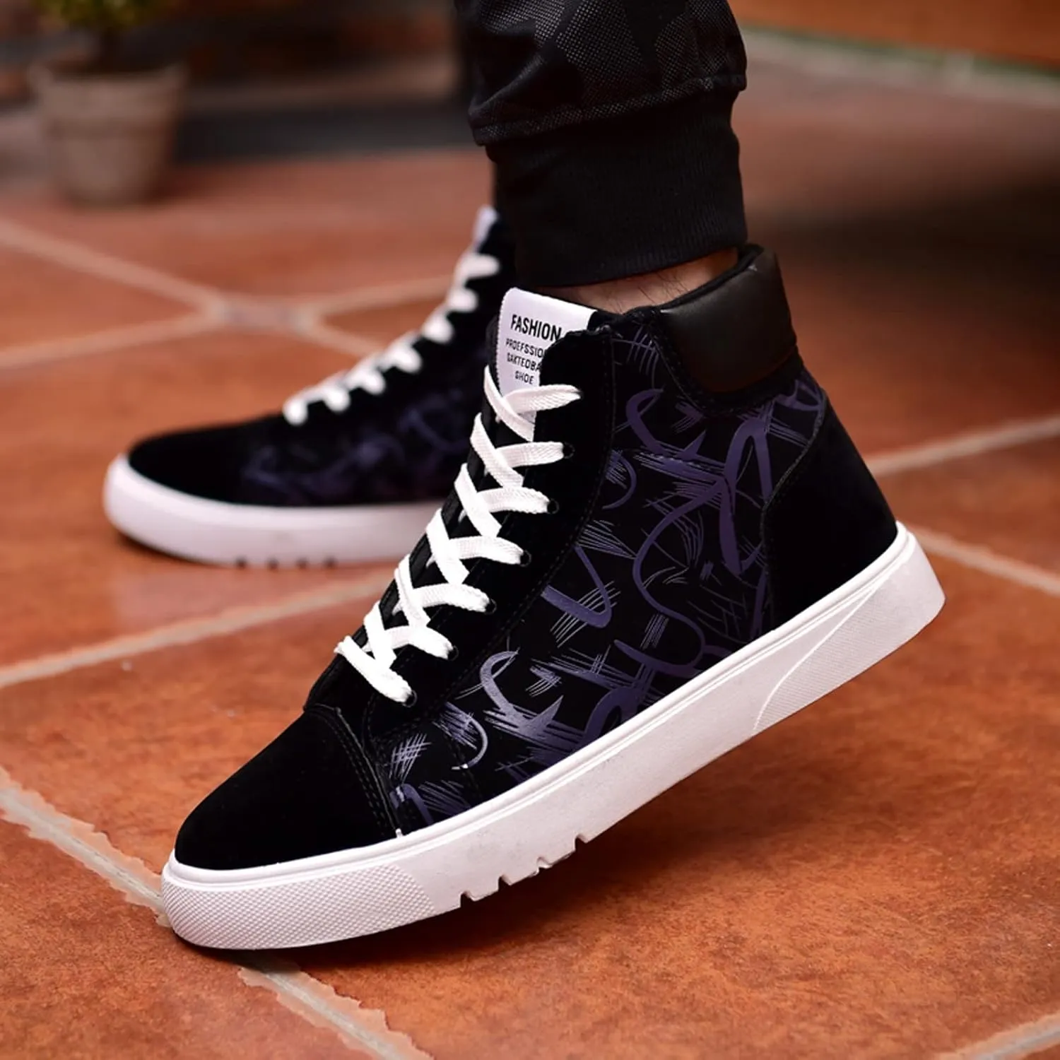 Men's Canvas Flat High Top Fashion Casual Comfortable Color Matching Lace Up Leisure Mens Casual Leather Shoes Size 9