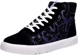 Men's Canvas Flat High Top Fashion Casual Comfortable Color Matching Lace Up Leisure Mens Casual Leather Shoes Size 9