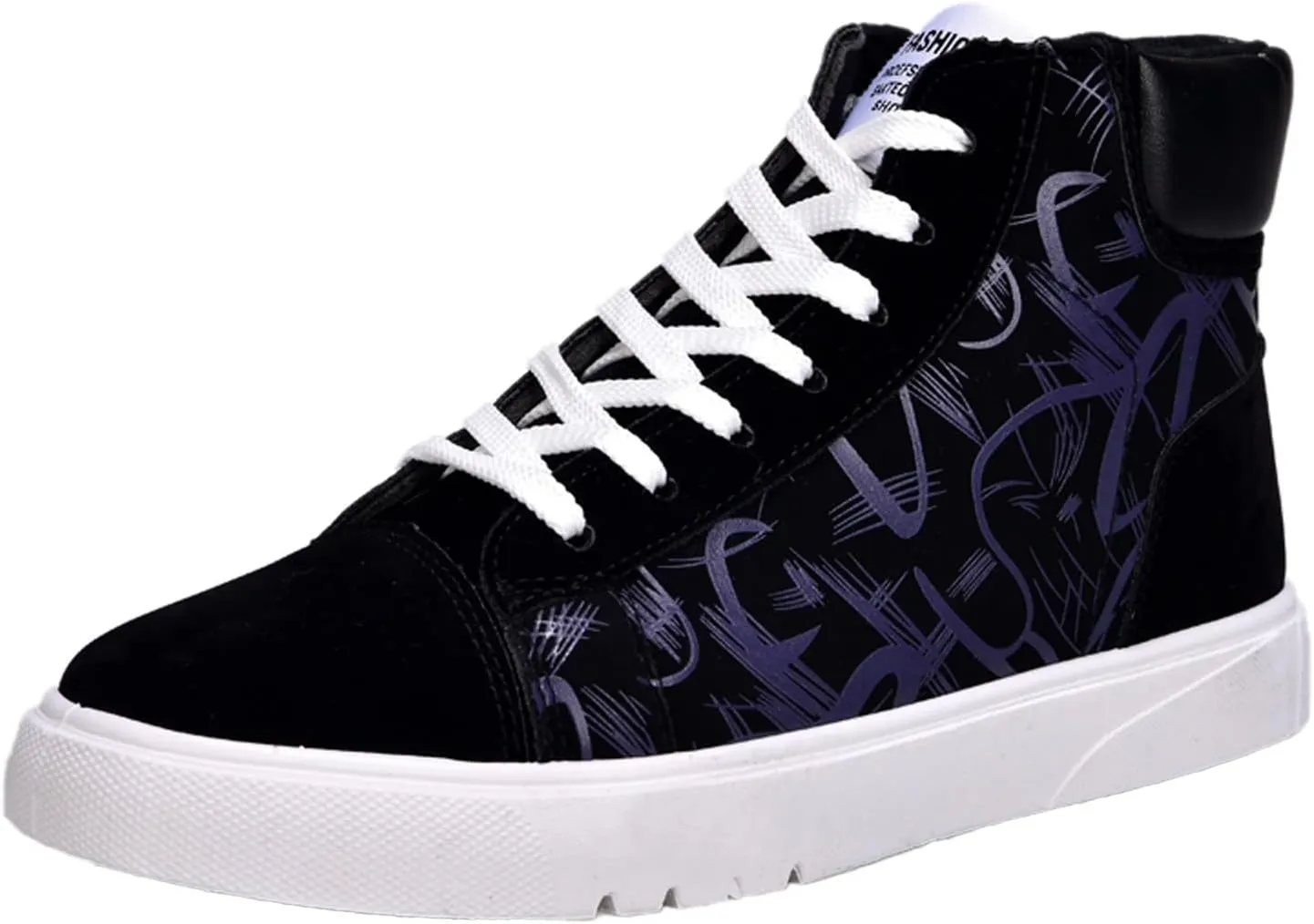 Men's Canvas Flat High Top Fashion Casual Comfortable Color Matching Lace Up Leisure Mens Casual Leather Shoes Size 9