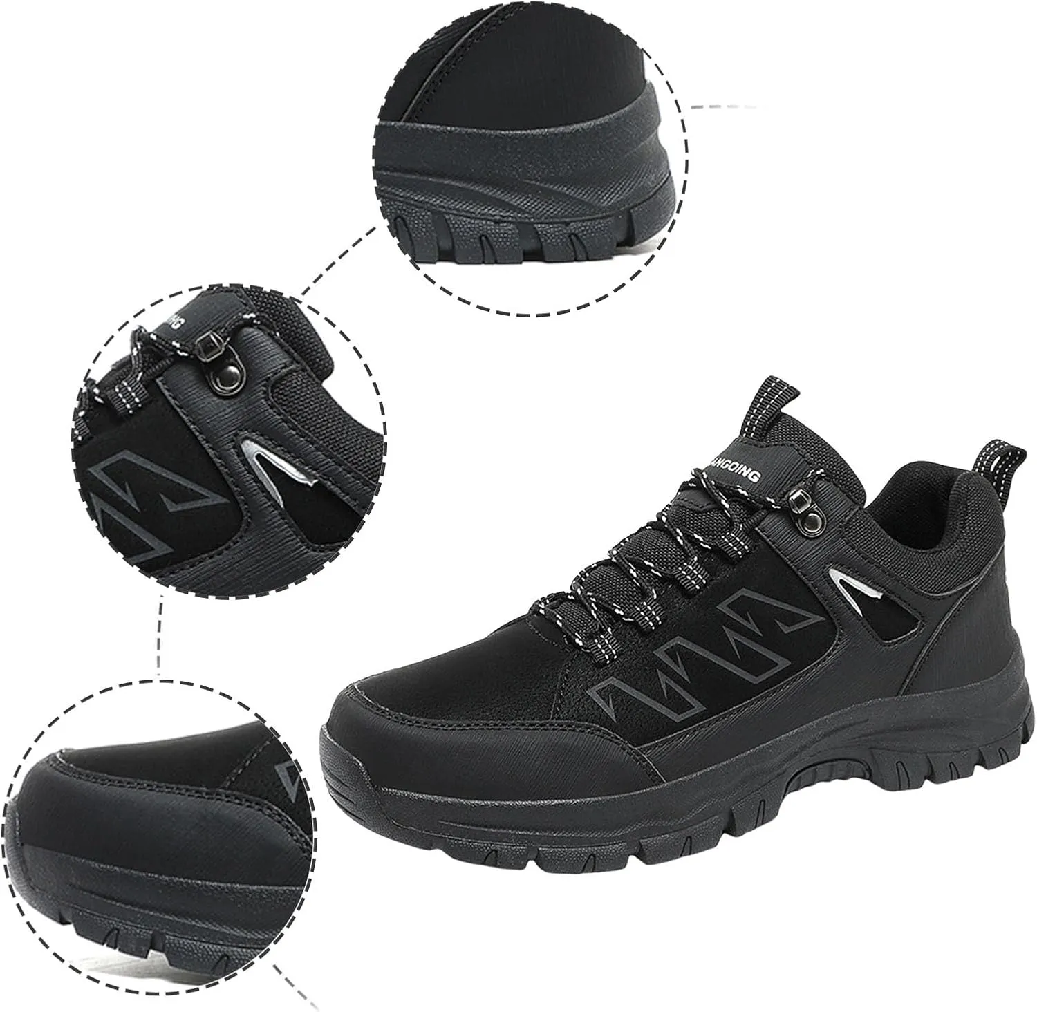 Men's Entry Level Hiking Waterproof Casual Breathable Leather Outdoor Lightweight Non Slip Comfortable Mountaineering Climbing Walking Work Shoes for Men