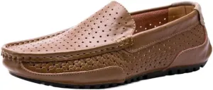 Men's Fashion Dress Sneakers Business Loafers Breathable Knit Mesh Leather Shoes