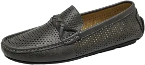 Men's Faux Leather Loafers - Breathable Perforated Driving Shoes, Square Toe Lightweight Flexible Slip-Ons for Wedding, Walking, Casual Wear