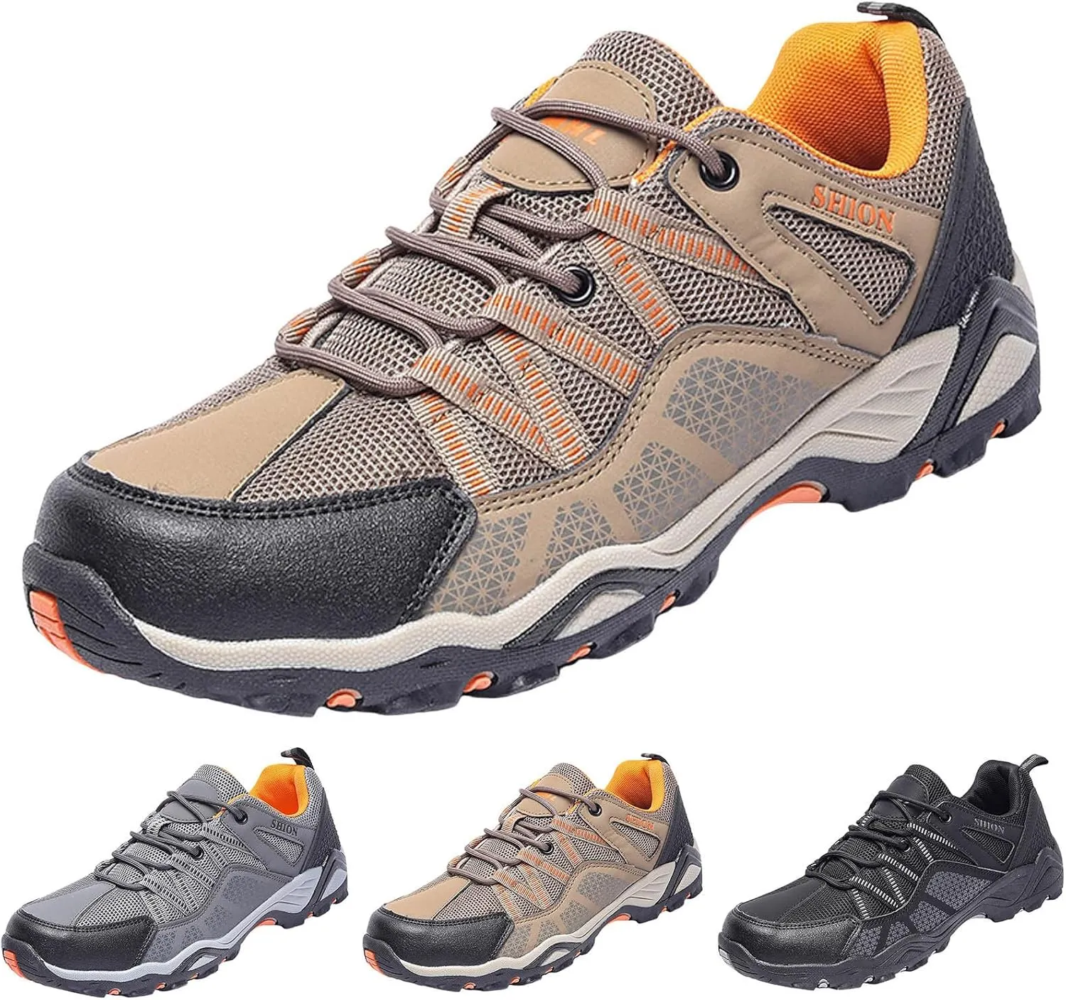 Men's Hiking Shoes Outdoor Low-Top Trekking Sports Shoes Waterproof Lightweight Breathable Walking Shoe Non Slip Working Mountaineering Camping Travel Sneakers for Men