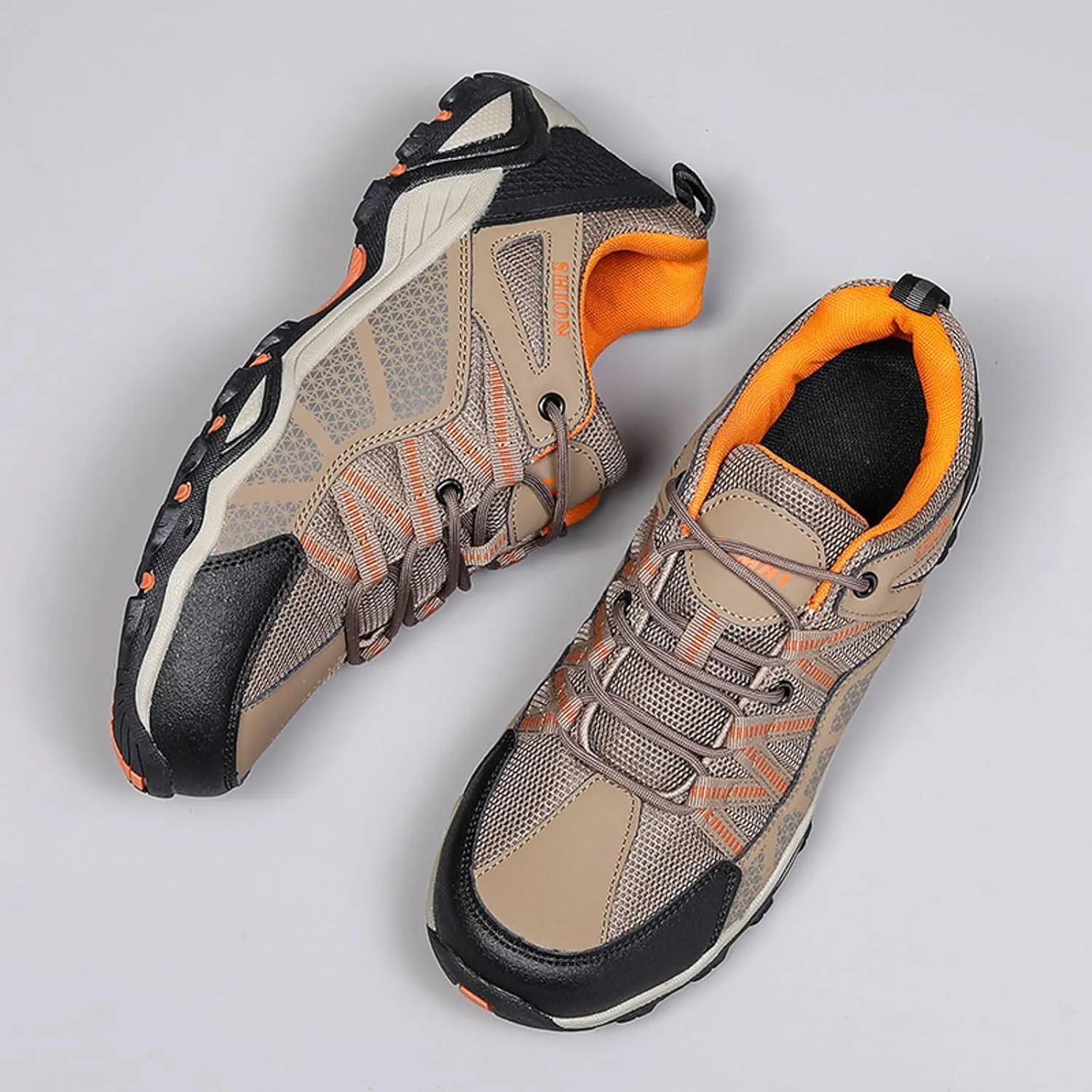 Men's Hiking Shoes Outdoor Low-Top Trekking Sports Shoes Waterproof Lightweight Breathable Walking Shoe Non Slip Working Mountaineering Camping Travel Sneakers for Men