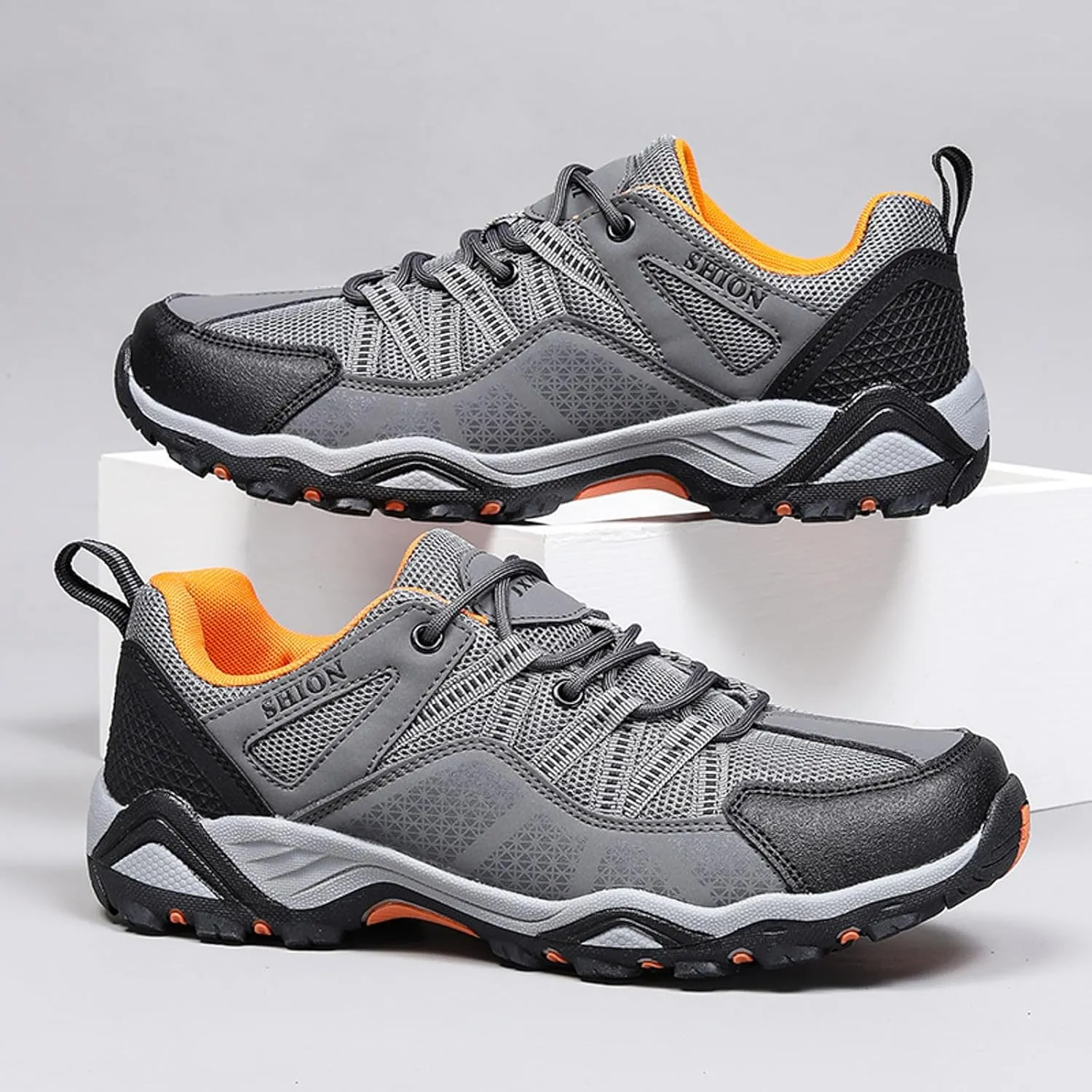 Men's Hiking Shoes Outdoor Low-Top Trekking Sports Shoes Waterproof Lightweight Breathable Walking Shoe Non Slip Working Mountaineering Camping Travel Sneakers for Men