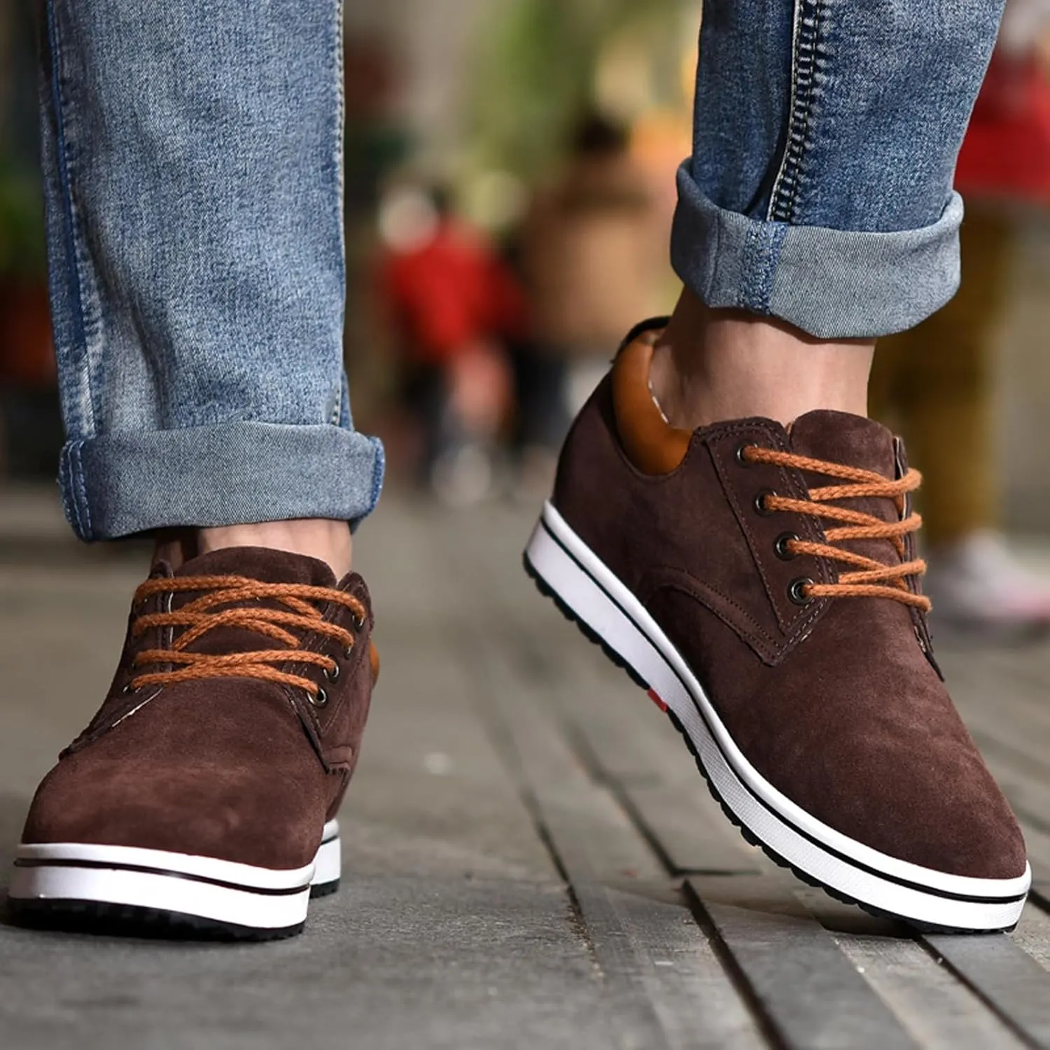 Men's Invisible Height Increasing Elevator 2.4 Inches Taller Shoes Lightweight Casual Walking Shoes Elevator Shoes for Men