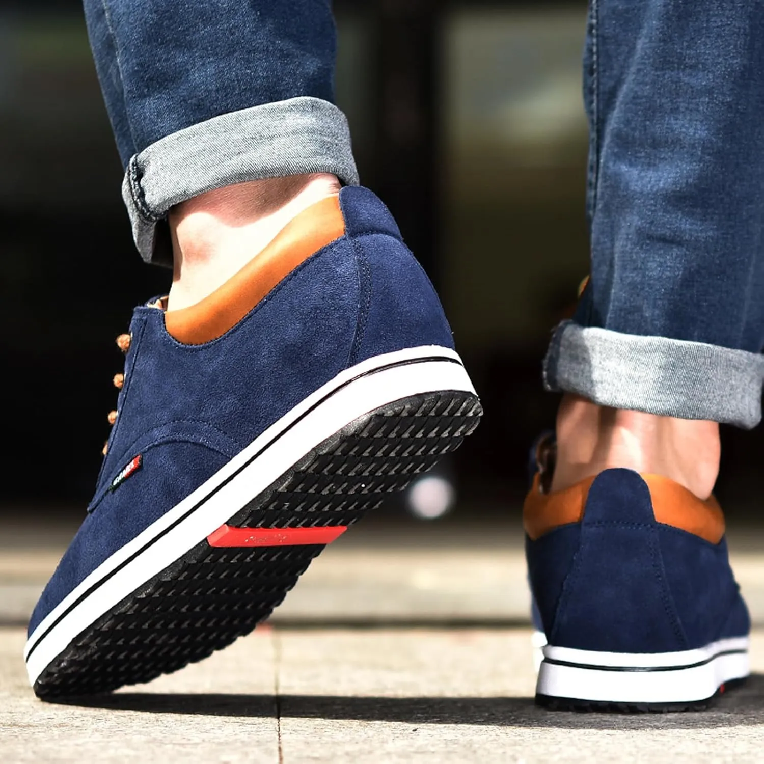 Men's Invisible Height Increasing Elevator 2.4 Inches Taller Shoes Lightweight Casual Walking Shoes Elevator Shoes for Men