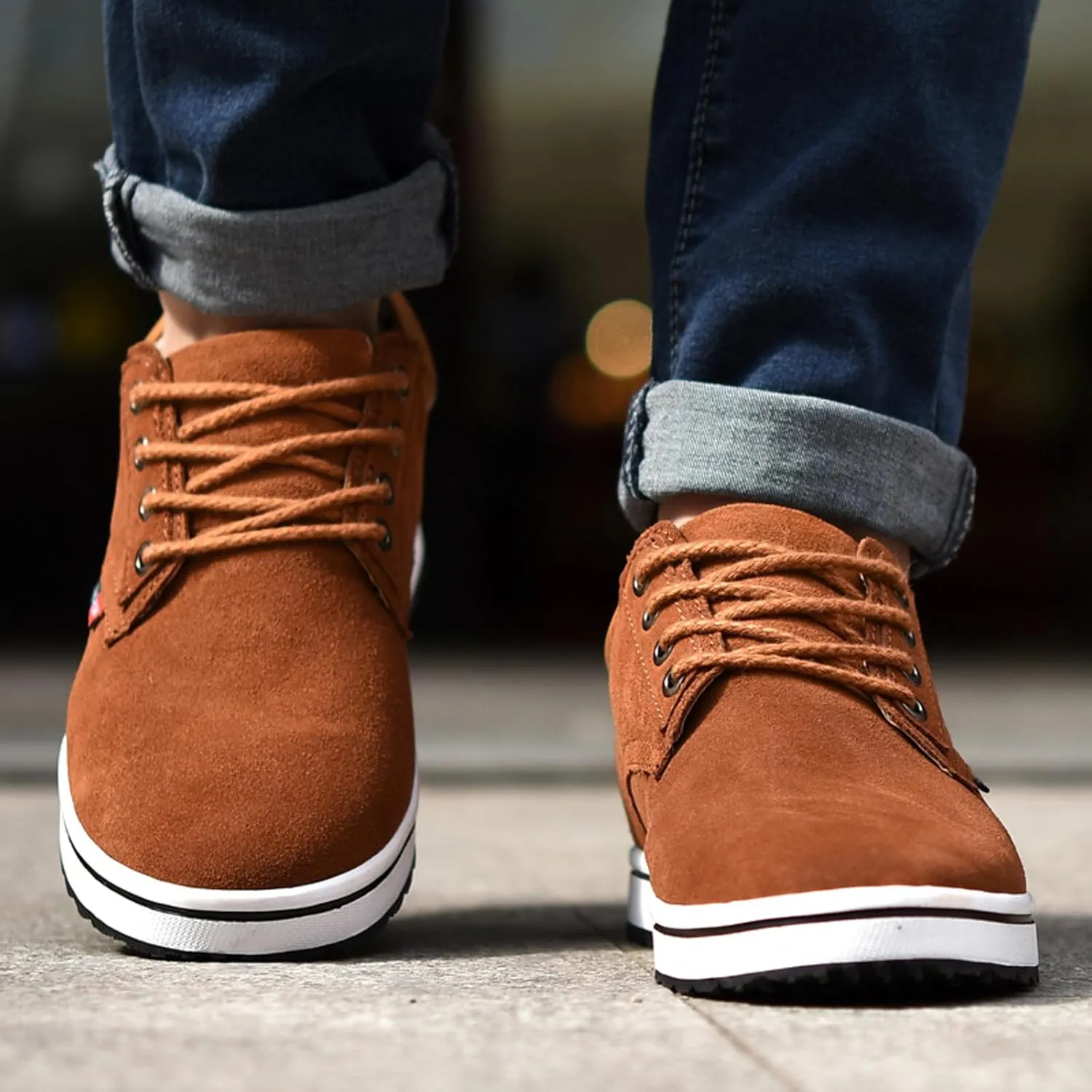 Men's Invisible Height Increasing Elevator 2.4 Inches Taller Shoes Lightweight Casual Walking Shoes Elevator Shoes for Men