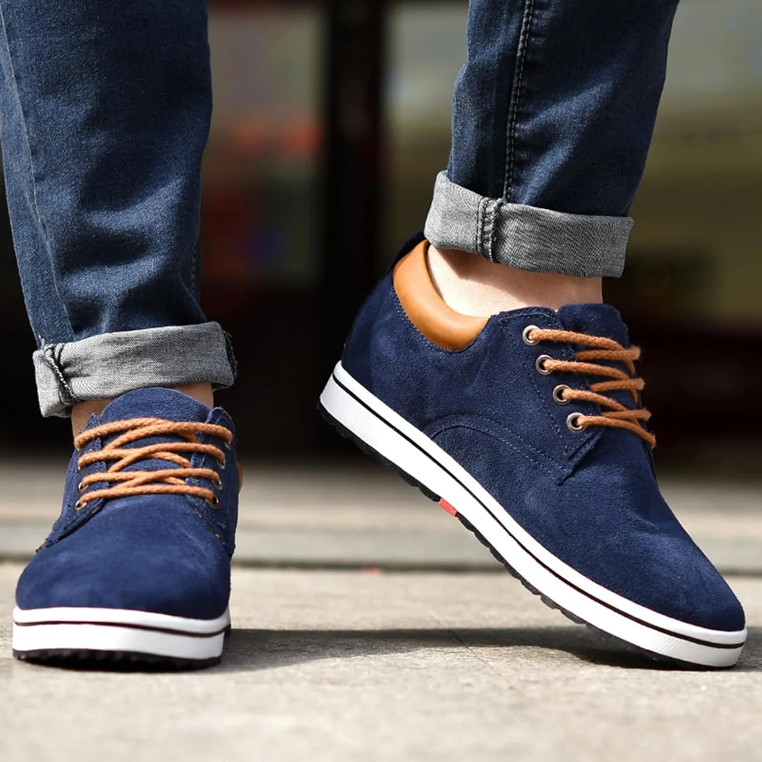 Men's Invisible Height Increasing Elevator 2.4 Inches Taller Shoes Lightweight Casual Walking Shoes Elevator Shoes for Men