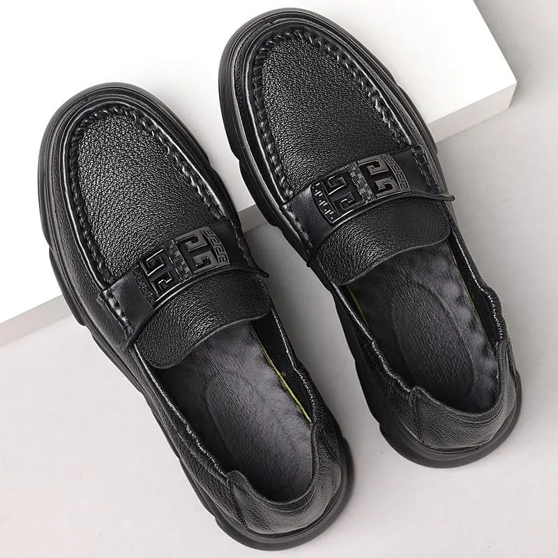 Men's Leather Handmade Platform Loafers Fashion Luxury Lightweight Breathable Slip-On Casual Moccasin Comfort Business Driving Dress Shoes