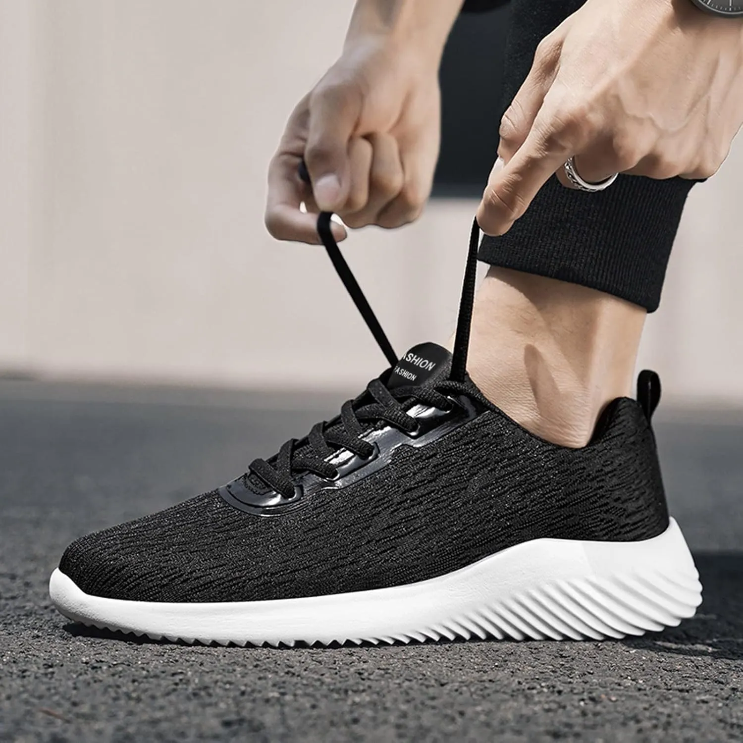 Men's Non Slip Barefoot Minimalist Shoes Breathable Elastic Fly Woven Mesh Sneaker Elastic Fly Woven Mesh Shoes