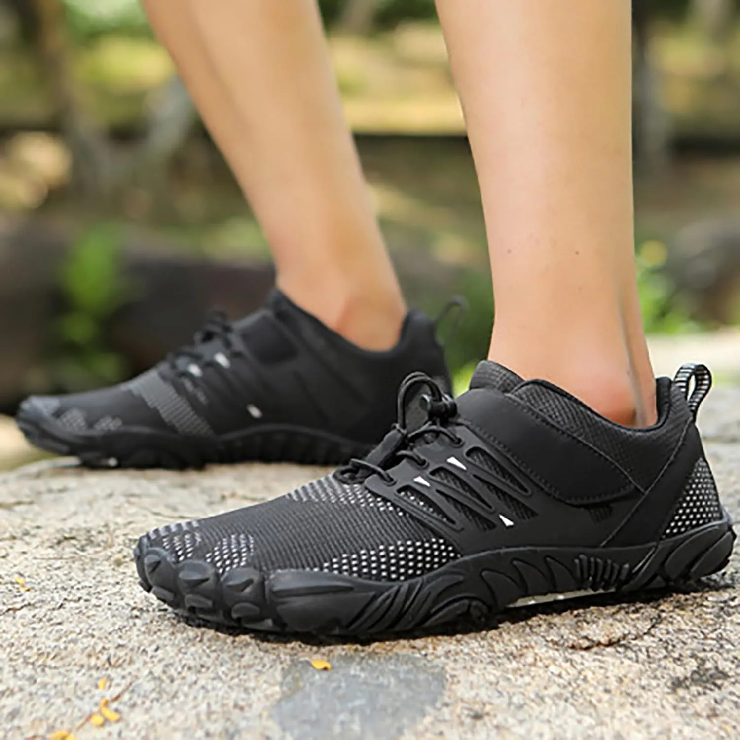 Mens Slip on Lightweight Walking Shoes Non Slip Breathable Quick Drying Water Shoes with Adjustable Lace for Men Summer Beach Walking and Climbing Indoor Workout