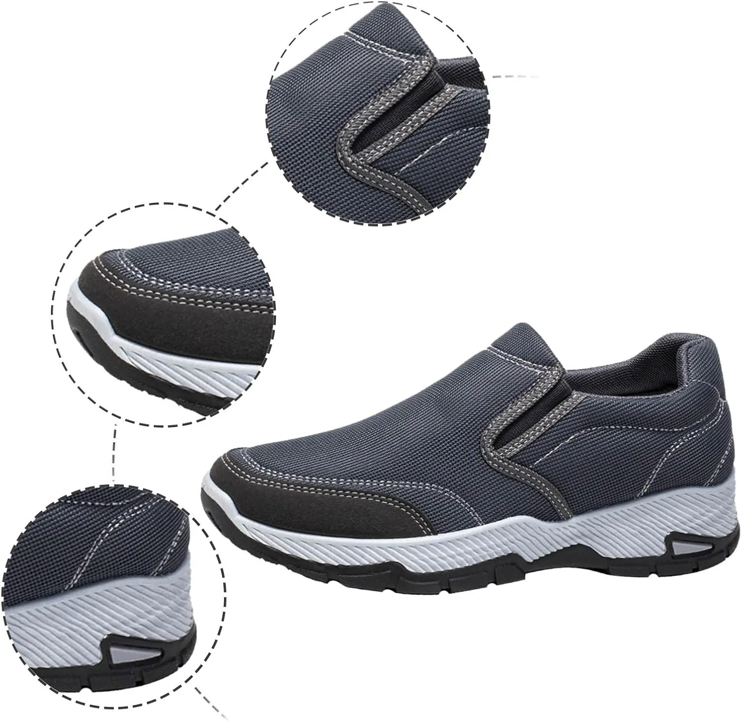 Men's Slip on Walking Shoes Casual Dressy Memory Foam Breathable Canvas Lightweight Fashion Sneakers Non Slip Indoor Outdoor Workout Tennis Shoes Wide Width