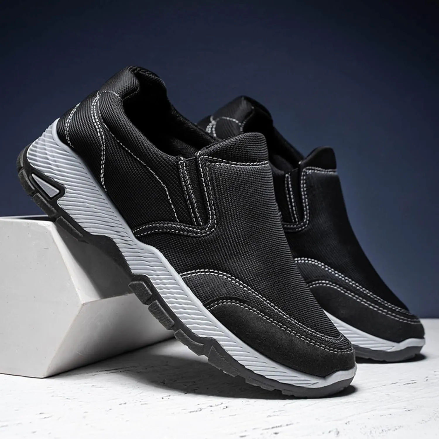 Men's Slip on Walking Shoes Casual Dressy Memory Foam Breathable Canvas Lightweight Fashion Sneakers Non Slip Indoor Outdoor Workout Tennis Shoes Wide Width