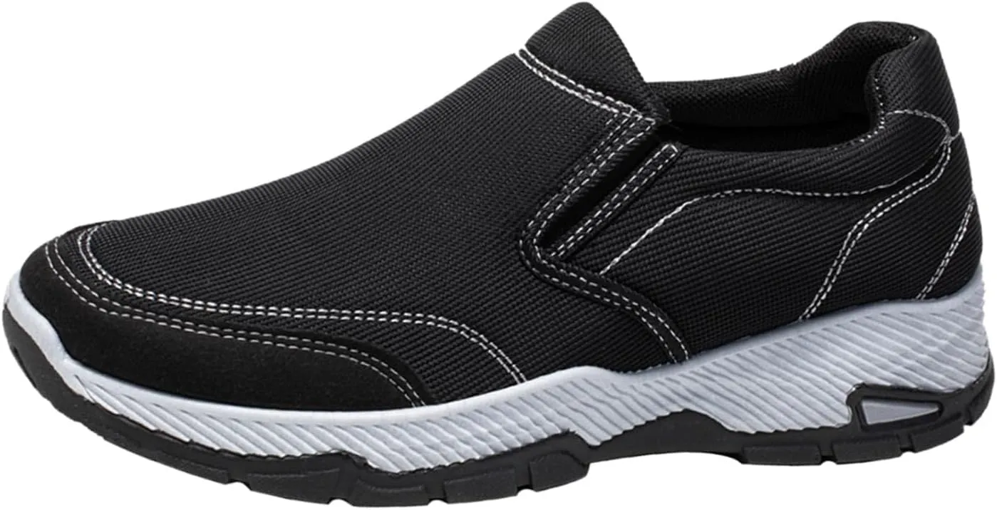 Men's Slip on Walking Shoes Casual Dressy Memory Foam Breathable Canvas Lightweight Fashion Sneakers Non Slip Indoor Outdoor Workout Tennis Shoes Wide Width