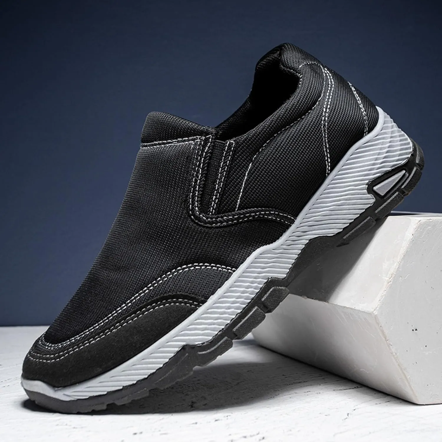 Men's Slip on Walking Shoes Casual Dressy Memory Foam Breathable Canvas Lightweight Fashion Sneakers Non Slip Indoor Outdoor Workout Tennis Shoes Wide Width