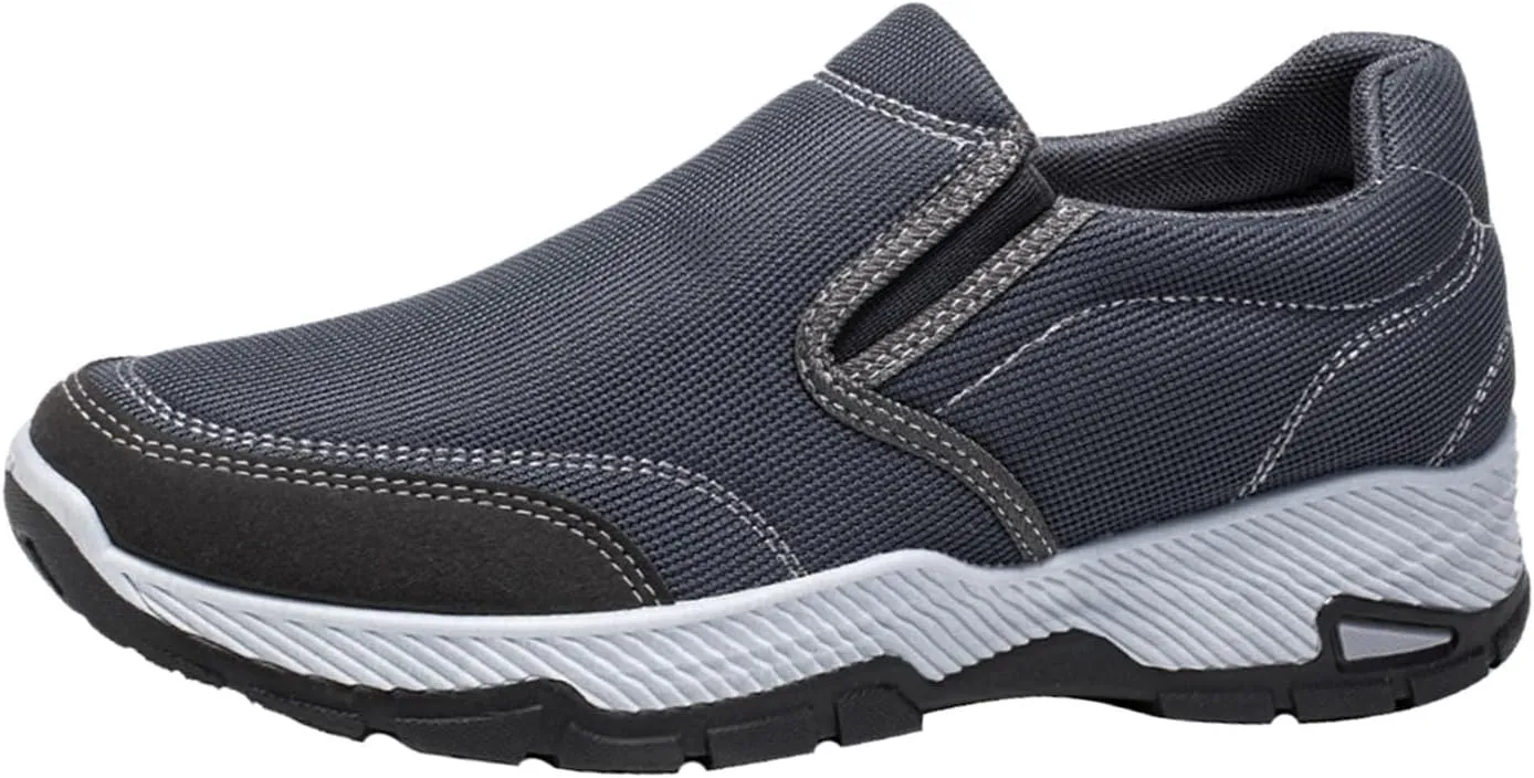 Men's Slip on Walking Shoes Casual Dressy Memory Foam Breathable Canvas Lightweight Fashion Sneakers Non Slip Indoor Outdoor Workout Tennis Shoes Wide Width