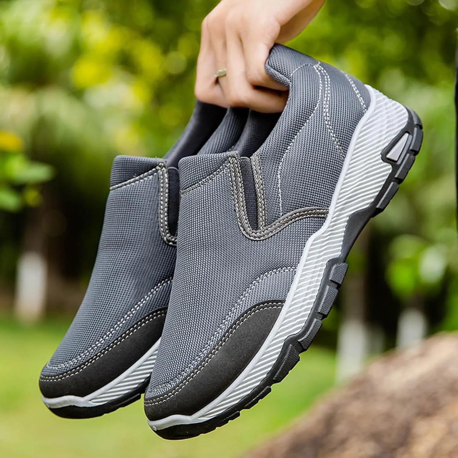 Men's Slip on Walking Shoes Casual Dressy Memory Foam Breathable Canvas Lightweight Fashion Sneakers Non Slip Indoor Outdoor Workout Tennis Shoes Wide Width