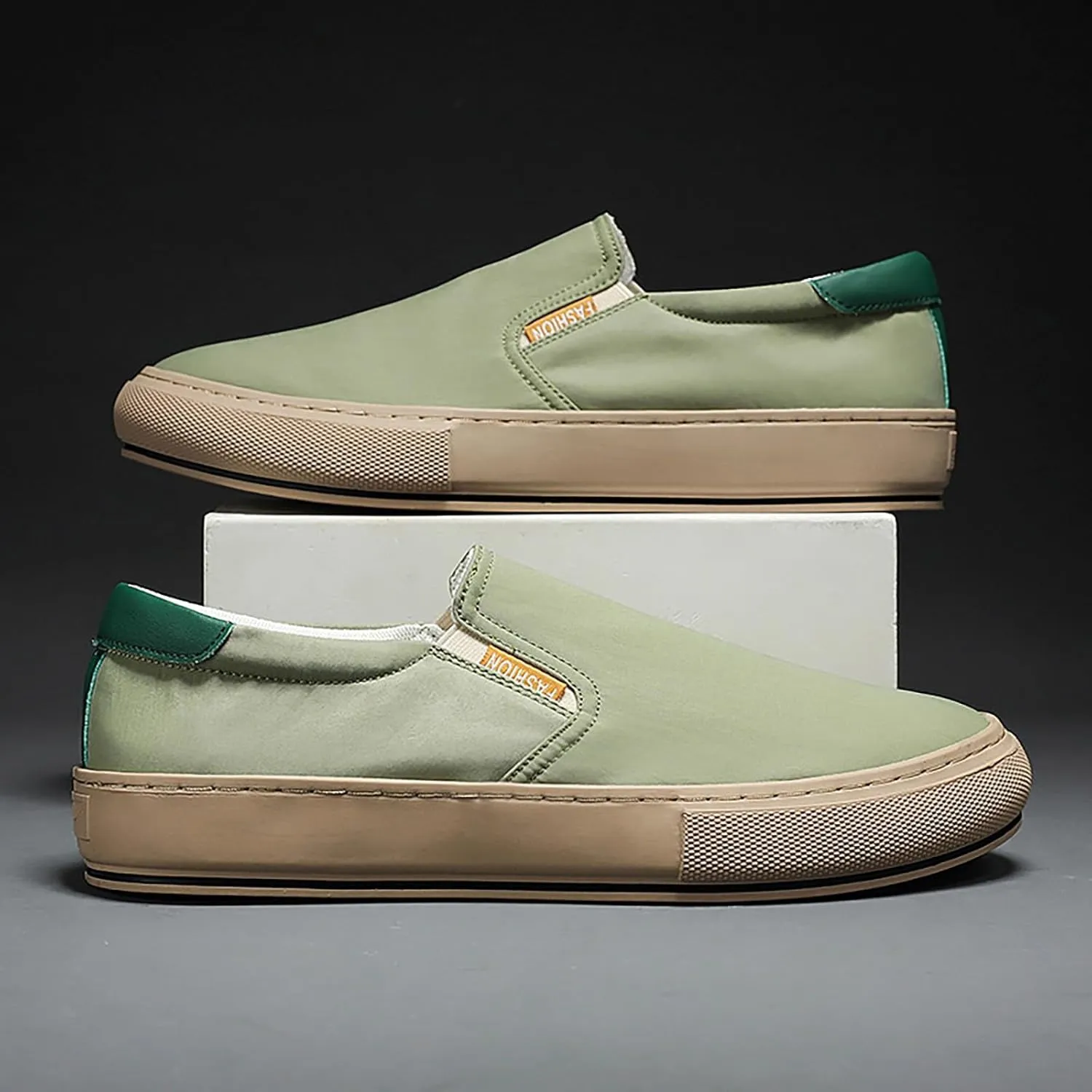 Men's Slip on Walking Shoes Casual Dressy Memory Foam Breathable Fashion Low Top Canvas Sneakers Non Slip Travel Jogging Training Gym Shoes Wide Width