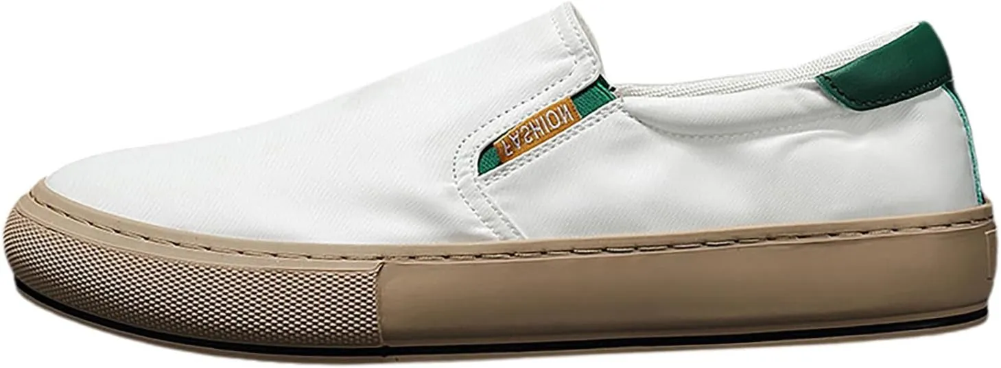 Men's Slip on Walking Shoes Casual Dressy Memory Foam Breathable Fashion Low Top Canvas Sneakers Non Slip Travel Jogging Training Gym Shoes Wide Width