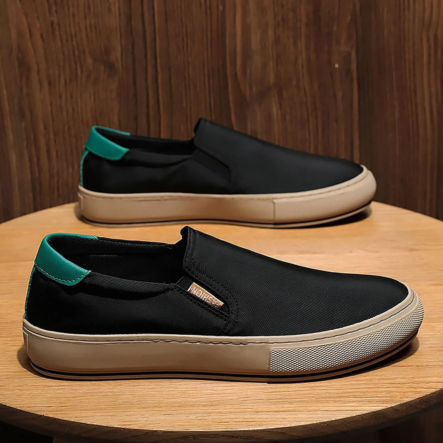 Men's Slip on Walking Shoes Casual Dressy Memory Foam Breathable Fashion Low Top Canvas Sneakers Non Slip Travel Jogging Training Gym Shoes Wide Width
