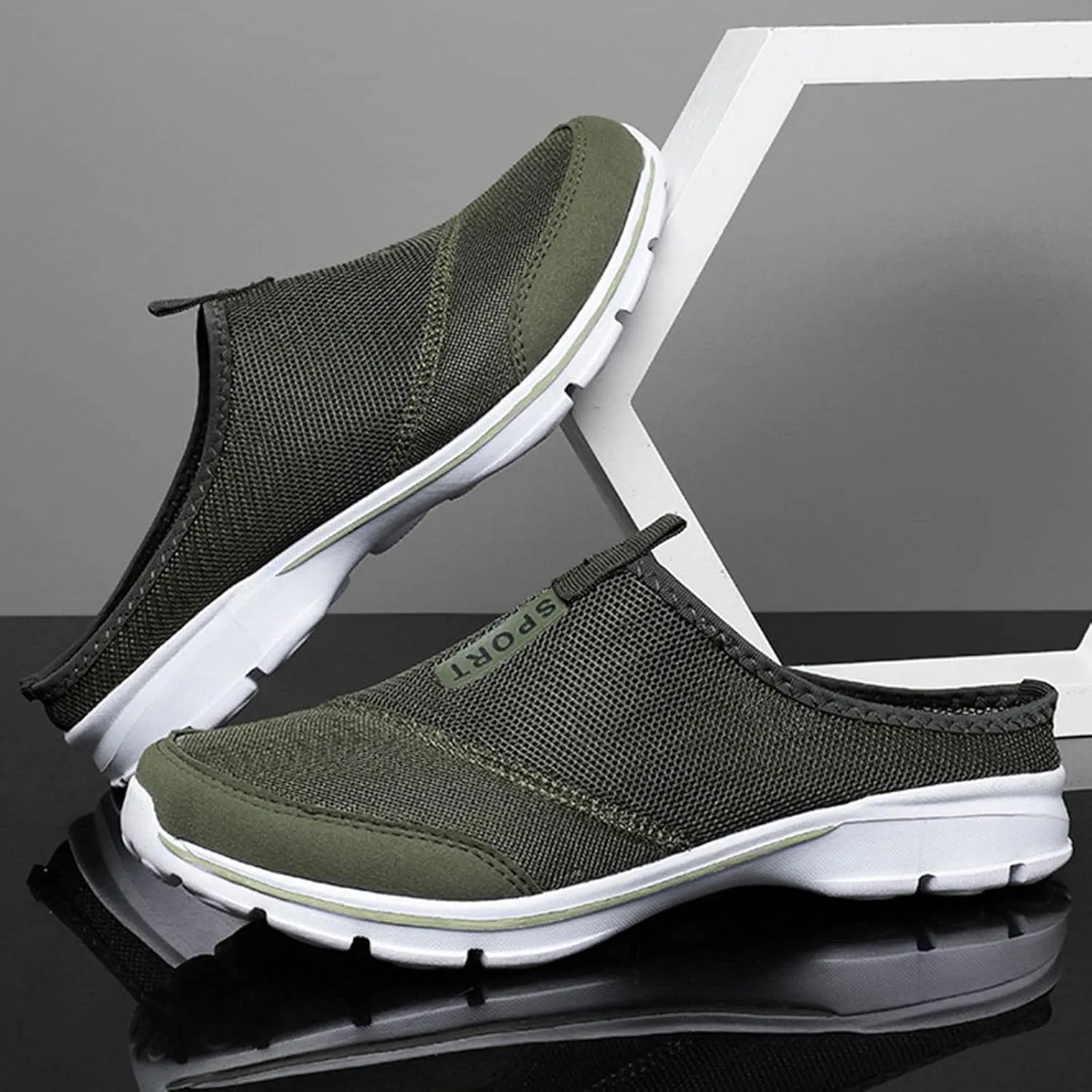 Men's Slip on Walking Shoes Comfortable Memory Foam Clogs Slippers Breathable Mesh Fashion Sneakers Non Slip Arch Support Cushioning Training Gym Shoes Wide Width