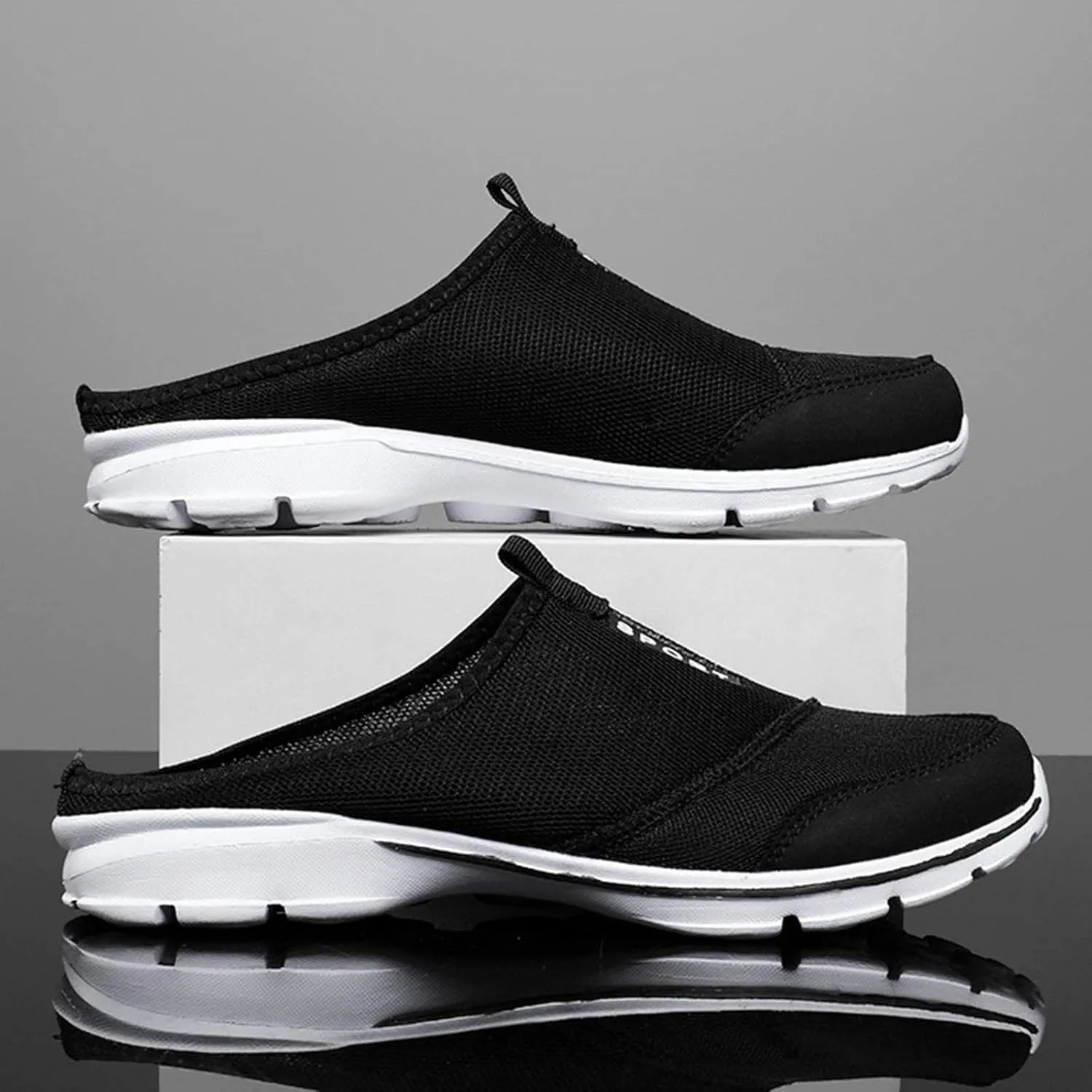 Men's Slip on Walking Shoes Comfortable Memory Foam Clogs Slippers Breathable Mesh Fashion Sneakers Non Slip Arch Support Cushioning Training Gym Shoes Wide Width