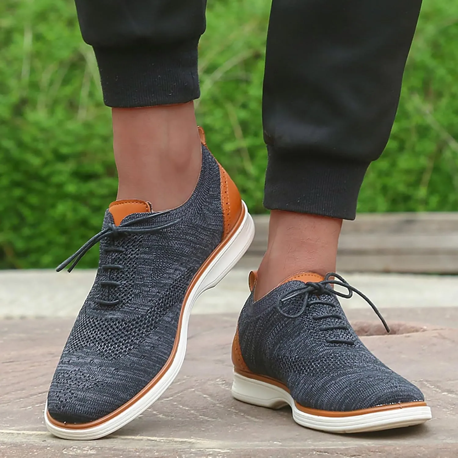 Men's Slip on Walking Shoes Comfy Knitted Loafers Memory Foam Breathable Lightweight Fashion Sneakers Non Slip Travel Jogging Training Gym Shoes Wide Width