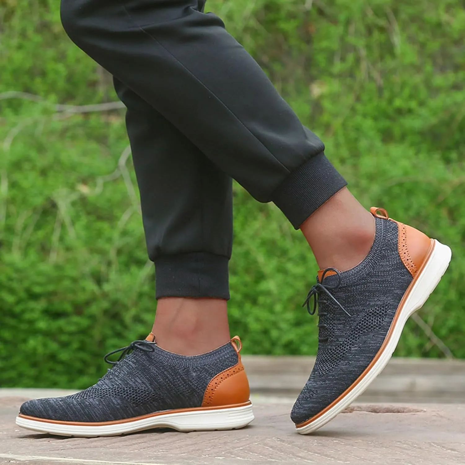 Men's Slip on Walking Shoes Comfy Knitted Loafers Memory Foam Breathable Lightweight Fashion Sneakers Non Slip Travel Jogging Training Gym Shoes Wide Width