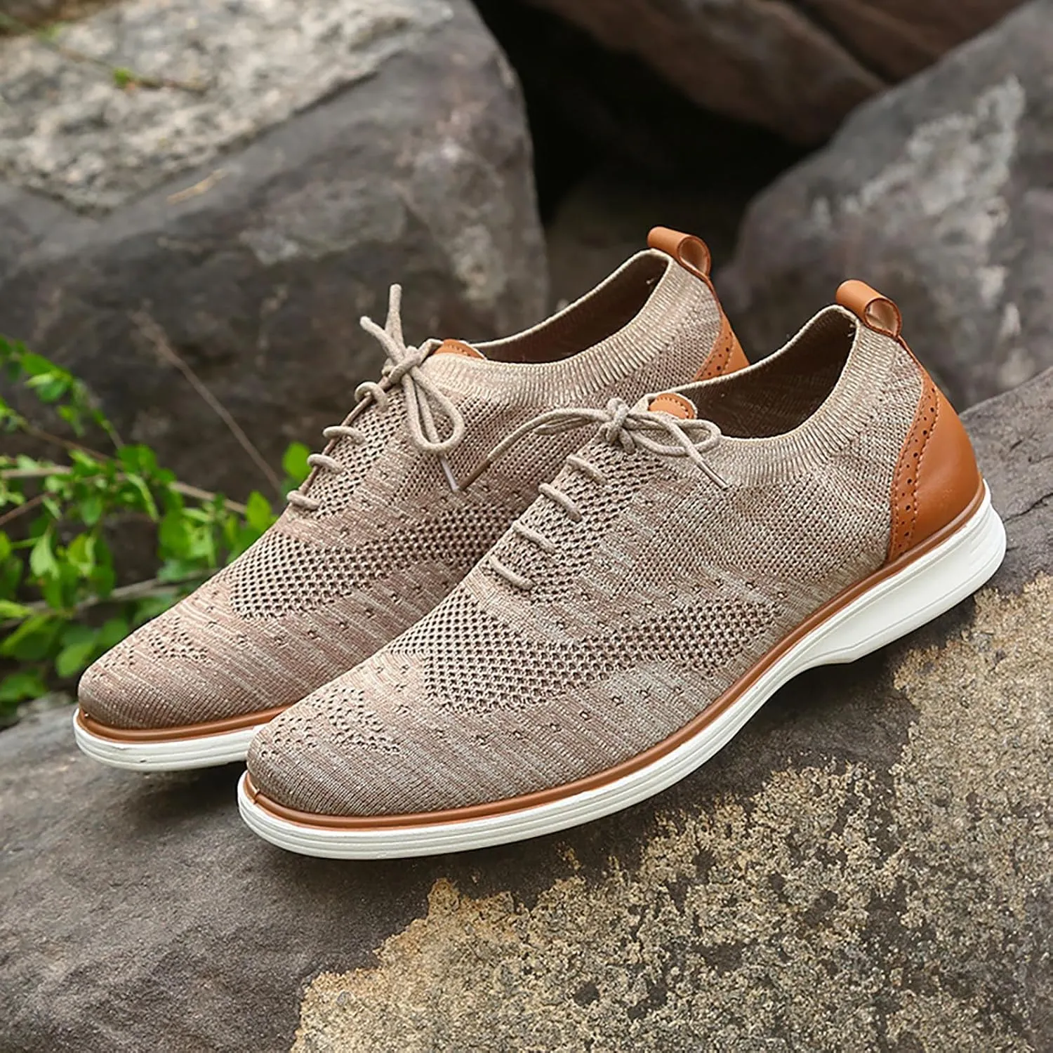 Men's Slip on Walking Shoes Comfy Knitted Loafers Memory Foam Breathable Lightweight Fashion Sneakers Non Slip Travel Jogging Training Gym Shoes Wide Width
