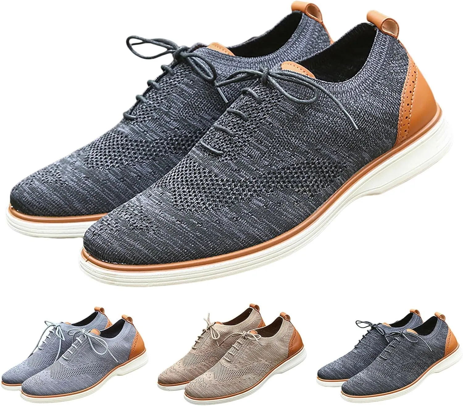 Men's Slip on Walking Shoes Comfy Knitted Loafers Memory Foam Breathable Lightweight Fashion Sneakers Non Slip Travel Jogging Training Gym Shoes Wide Width
