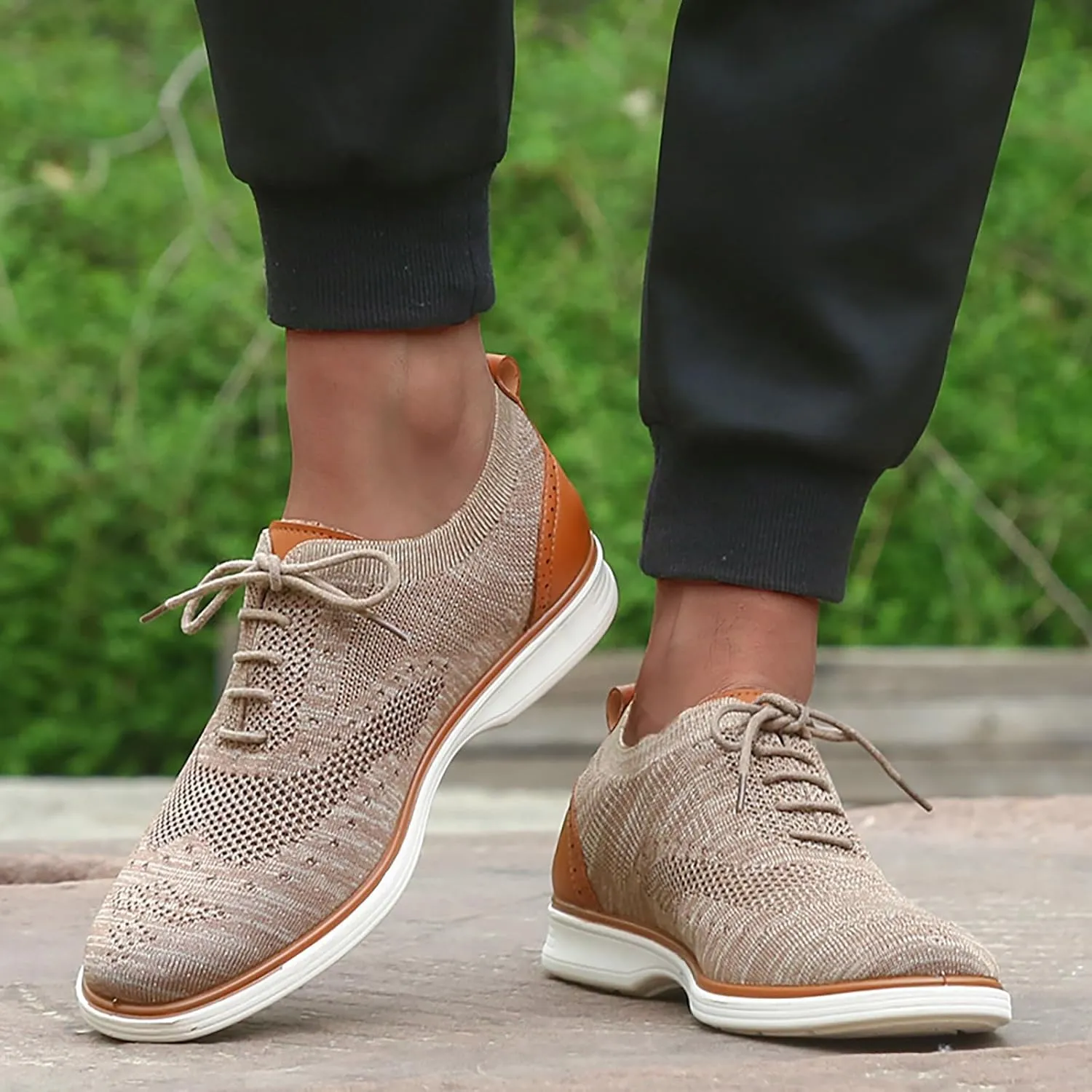 Men's Slip on Walking Shoes Comfy Knitted Loafers Memory Foam Breathable Lightweight Fashion Sneakers Non Slip Travel Jogging Training Gym Shoes Wide Width
