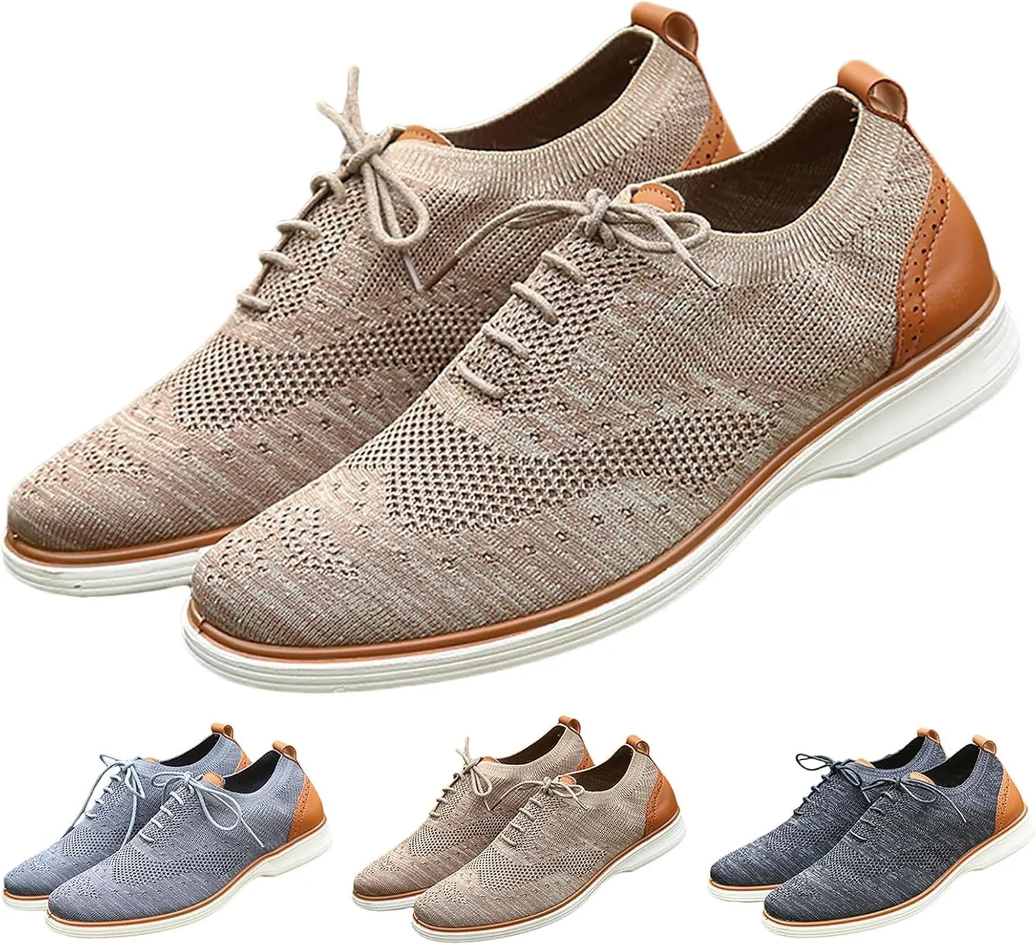 Men's Slip on Walking Shoes Comfy Knitted Loafers Memory Foam Breathable Lightweight Fashion Sneakers Non Slip Travel Jogging Training Gym Shoes Wide Width