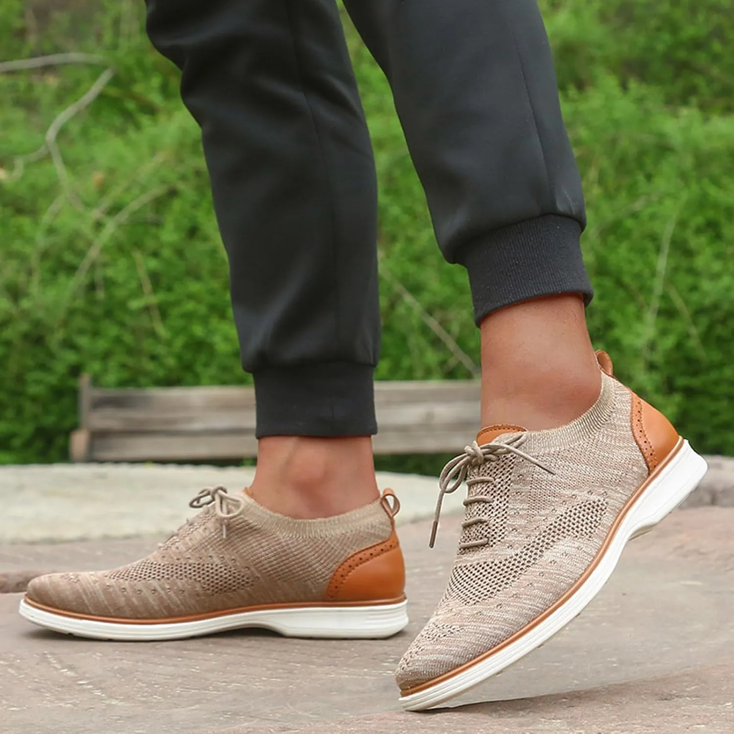Men's Slip on Walking Shoes Comfy Knitted Loafers Memory Foam Breathable Lightweight Fashion Sneakers Non Slip Travel Jogging Training Gym Shoes Wide Width