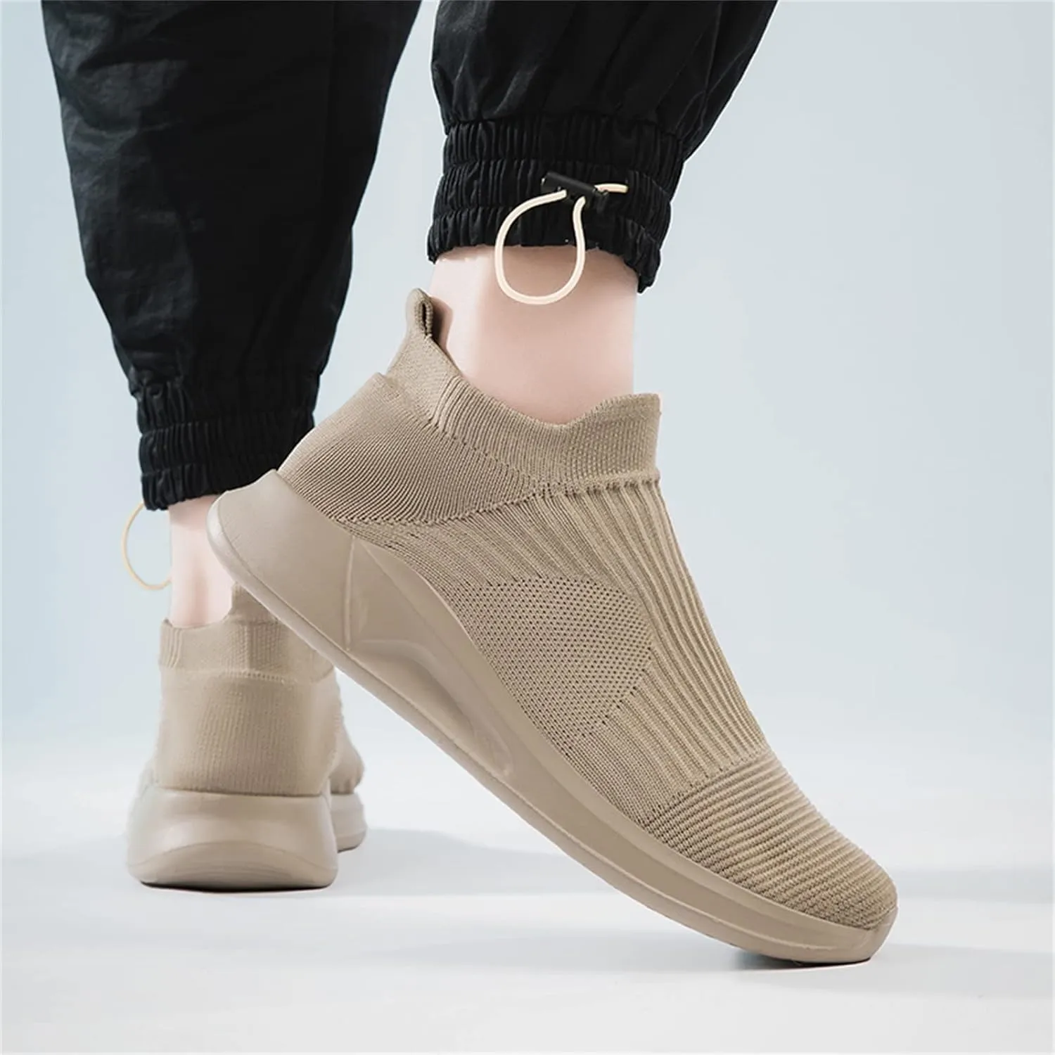 Men's Slip on Walking Shoes Comfy Knitted Memory Foam Breathable Mesh Fashion Sneakers Non Slip Arch Support Cushioning Athletic Running Shoes